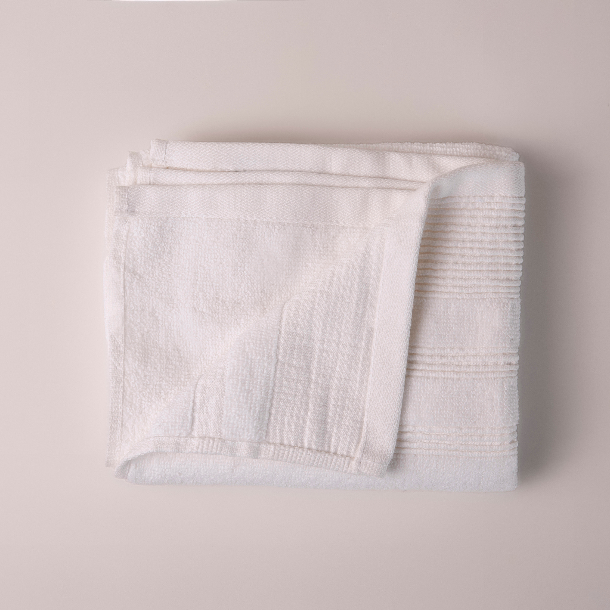 White Crinkled Border Hand Towel