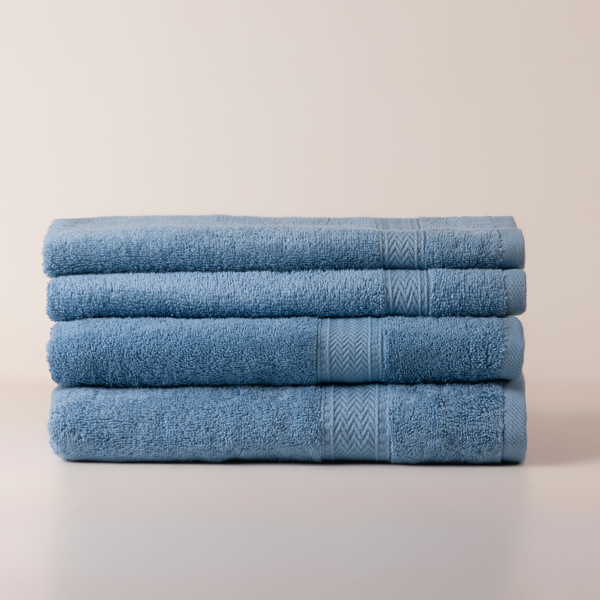 Sky Blue Zigzag Towels - Set of 4