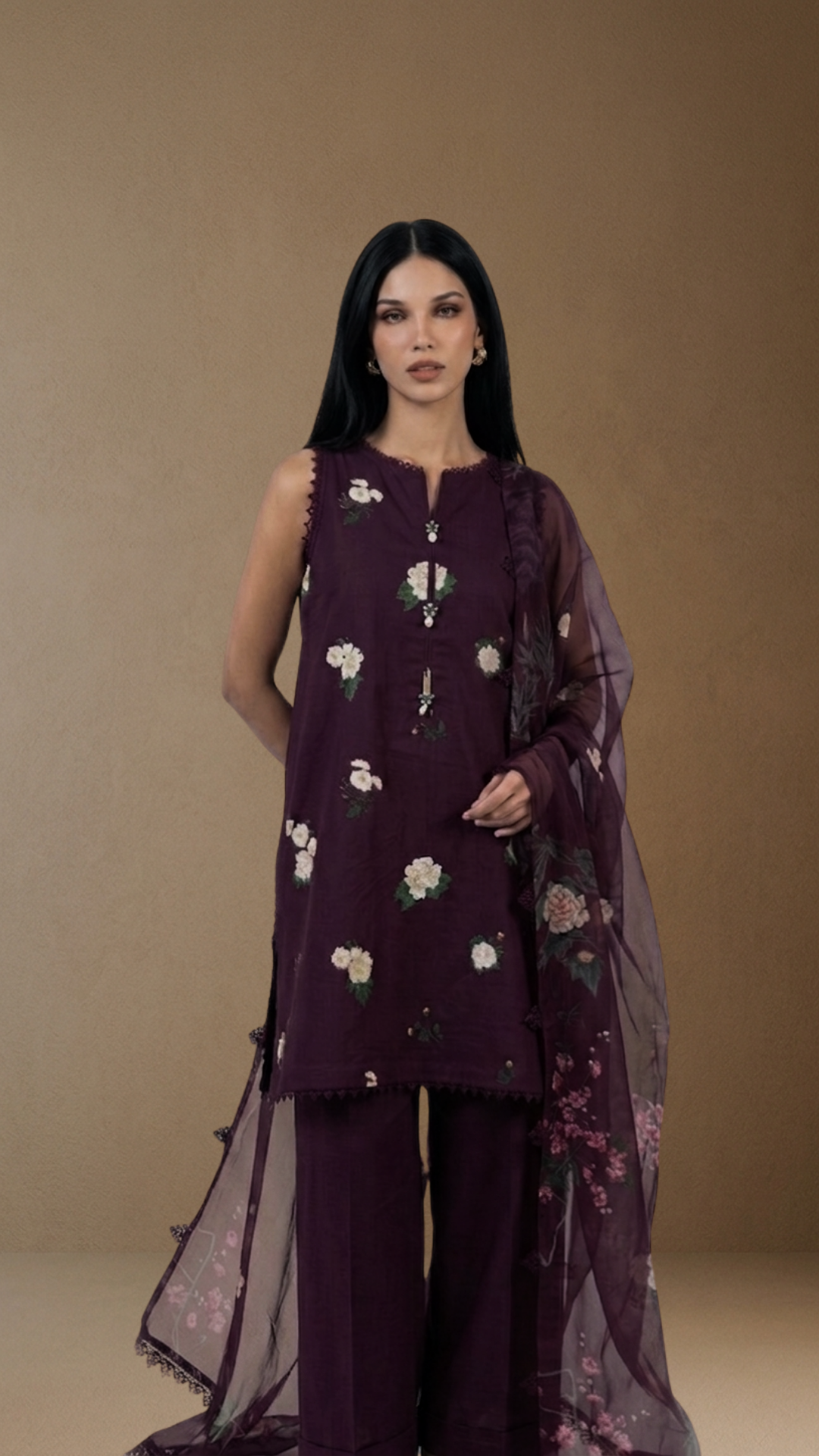 Prune - Printed Lawn Suit