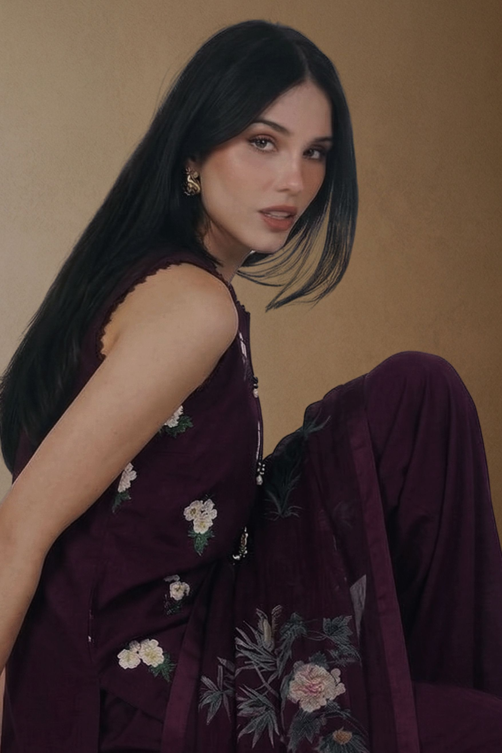 Prune - Printed Lawn Suit
