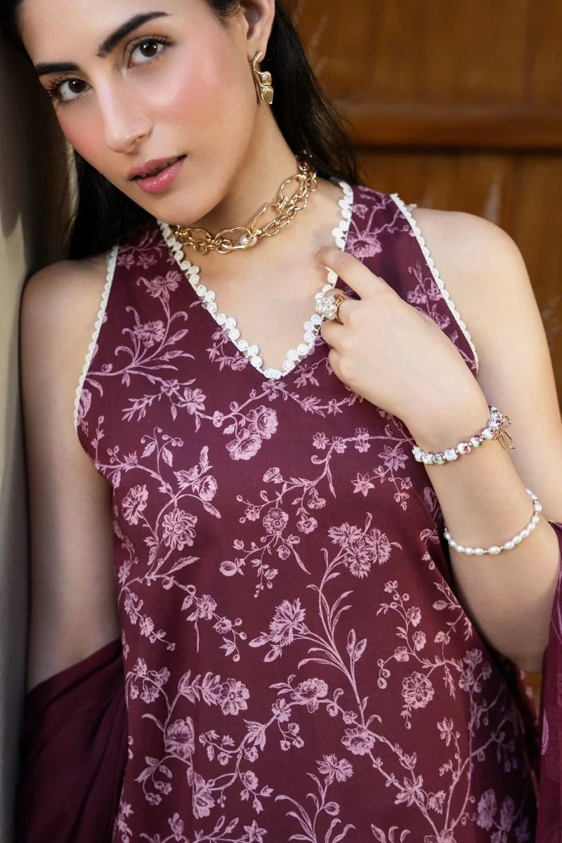 Deep Rouge - Printed Lawn Suit