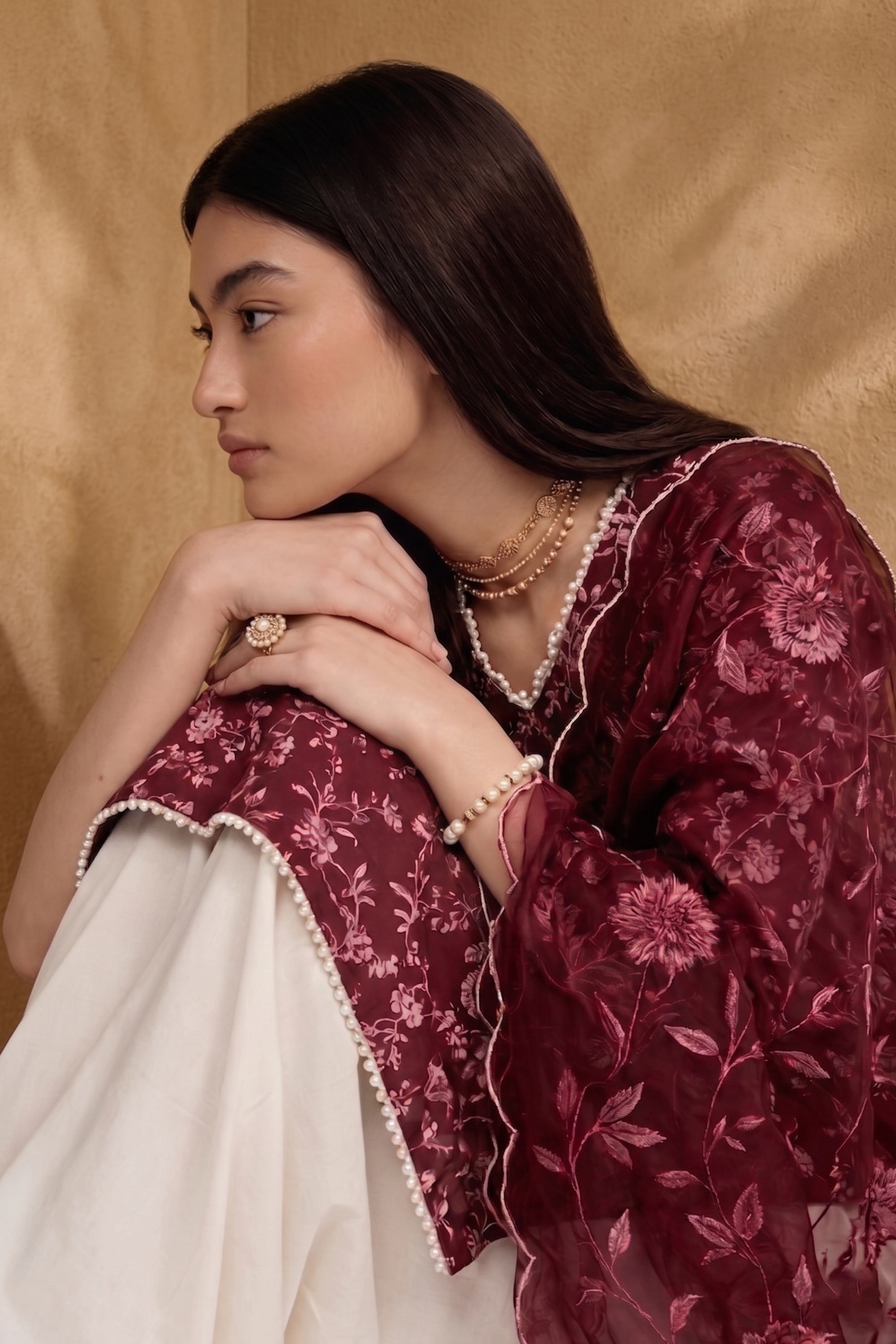 Deep Rouge - Printed Lawn Suit