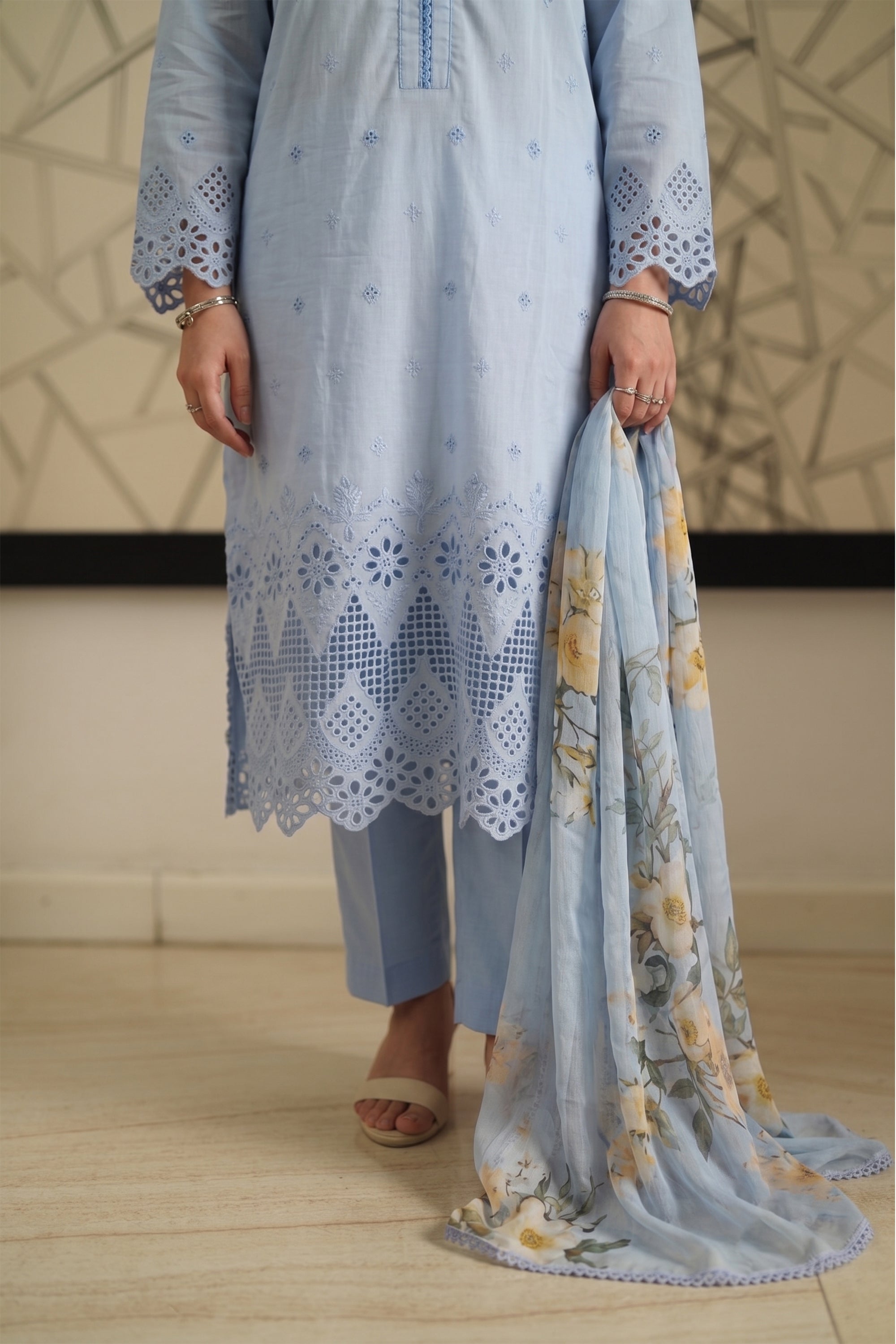 Azure Trellis - Luxury Lawn Suit
