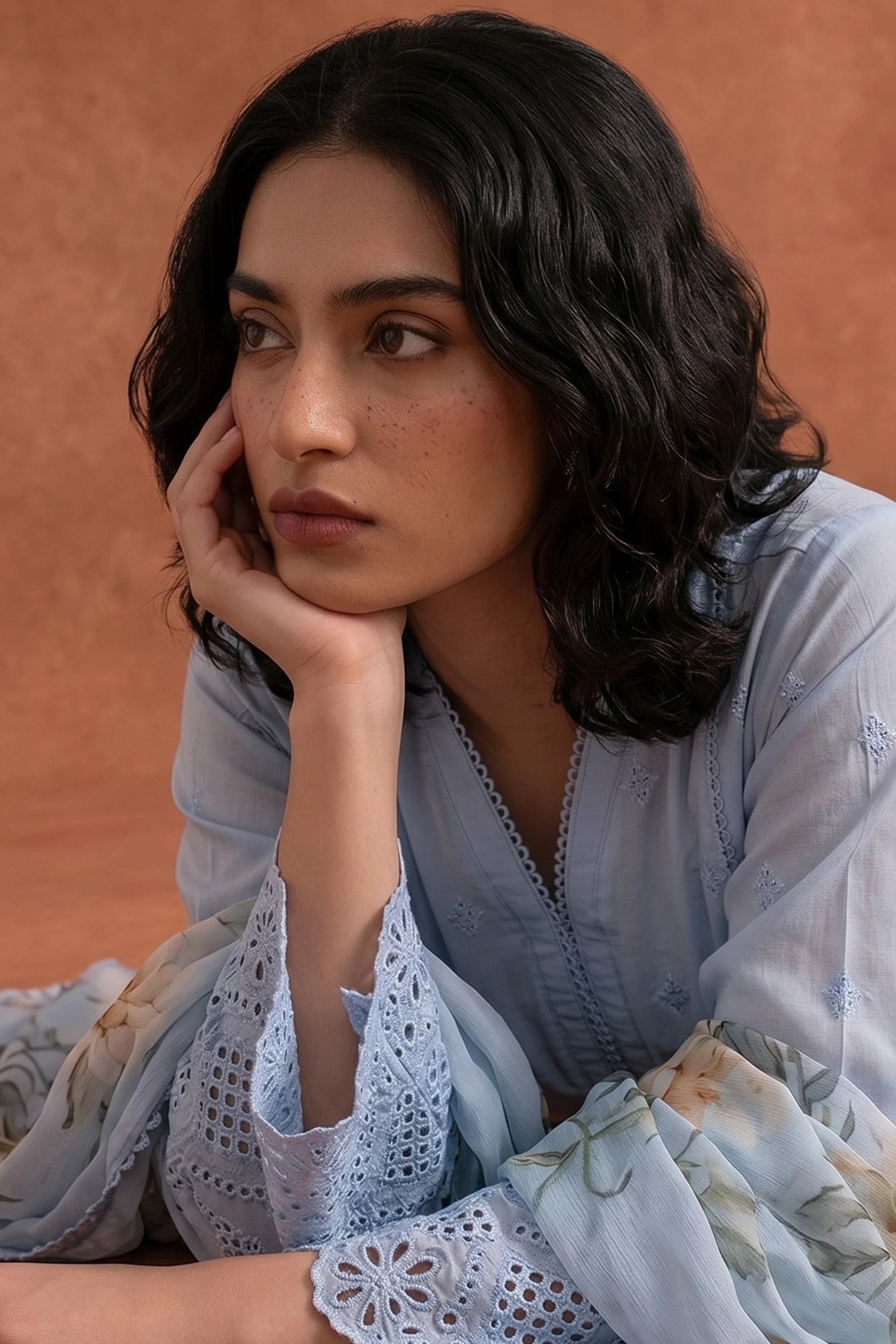 Azure Trellis - Luxury Lawn Suit