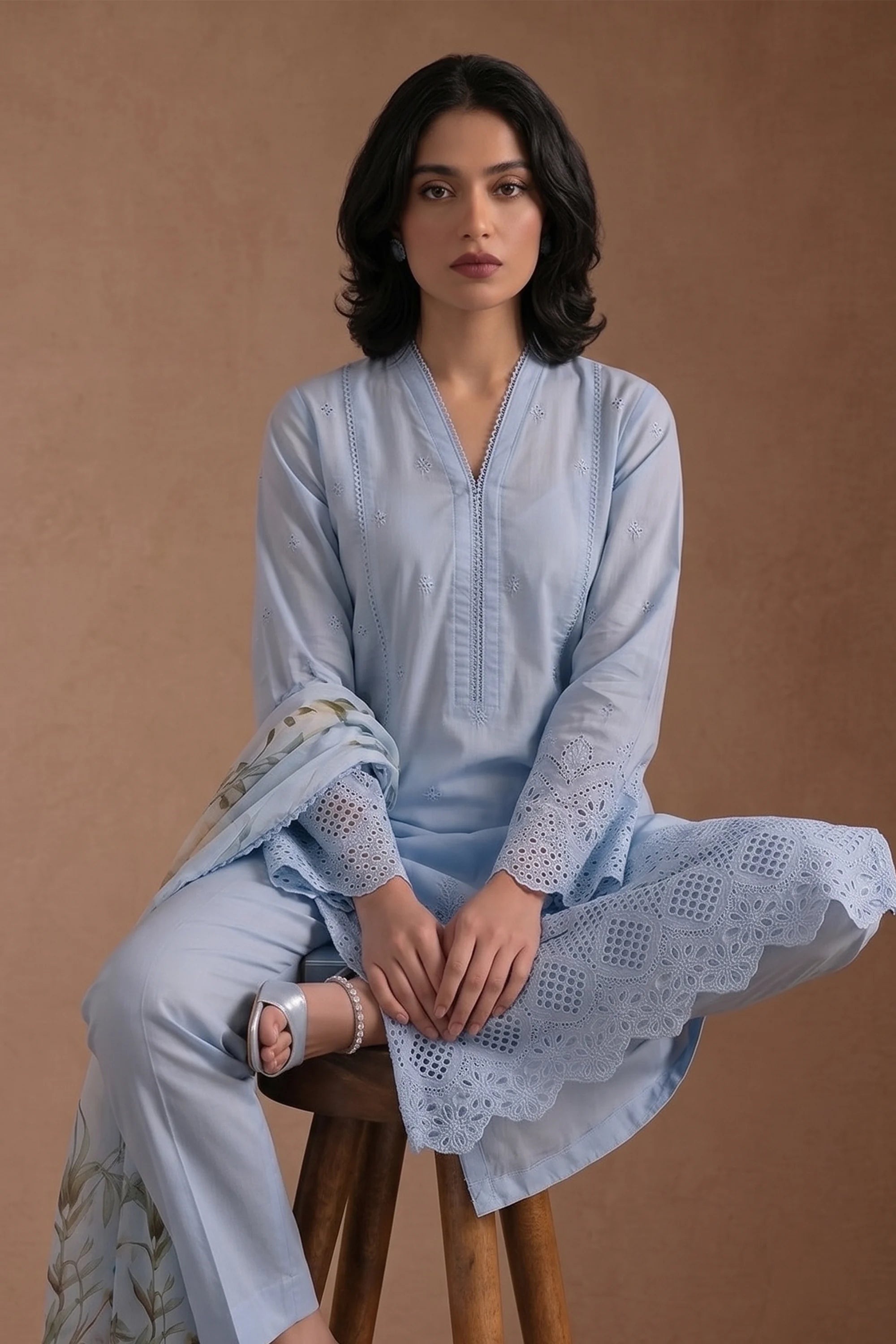 Azure Trellis - Luxury Lawn Suit