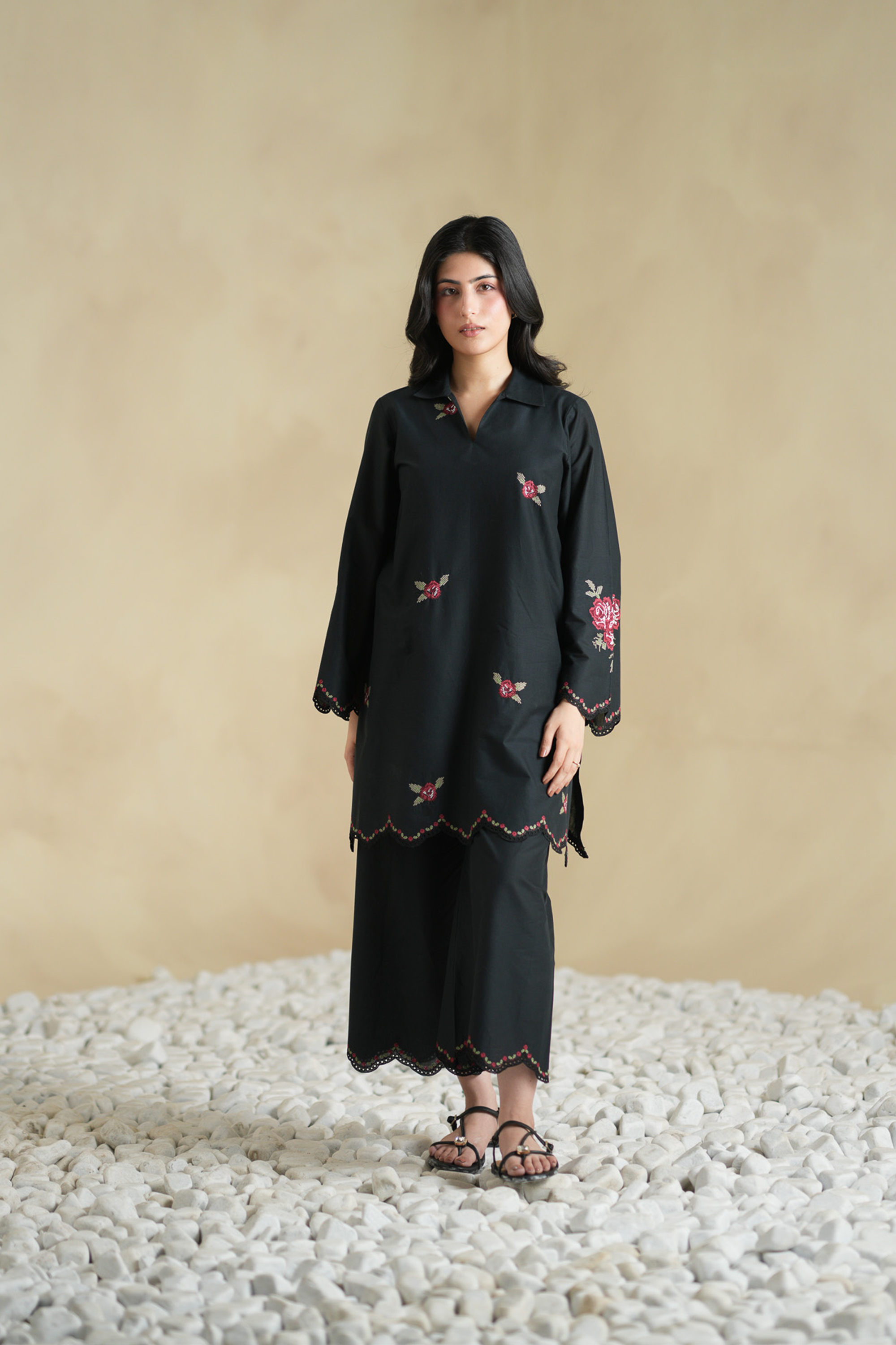 Black Edit Embroidered Co-ord Set