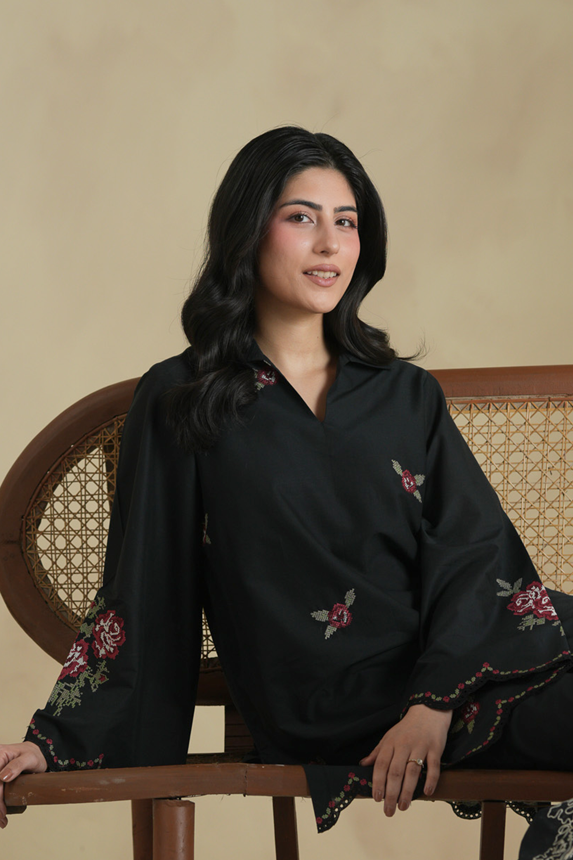 Black Edit Embroidered Co-ord Set