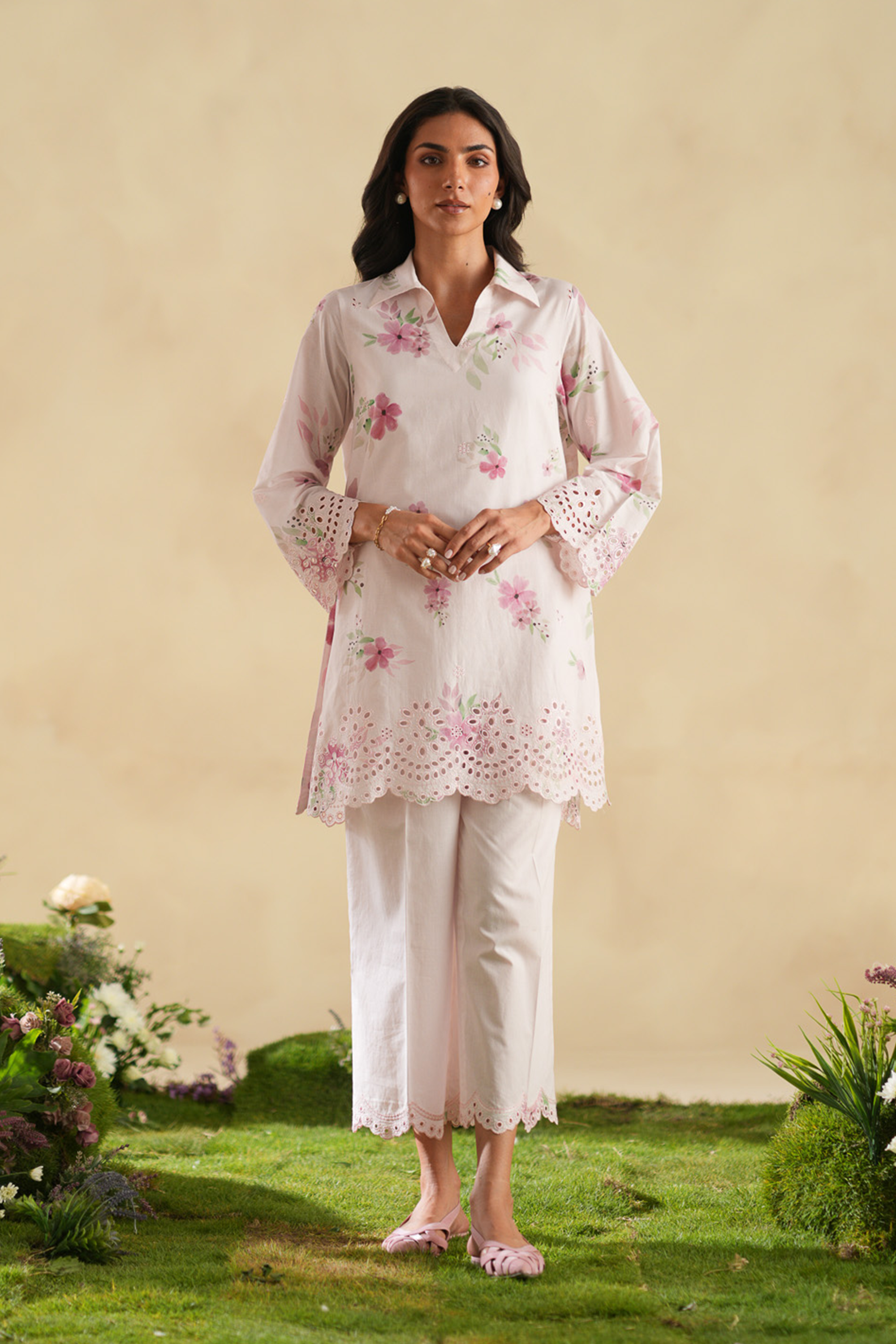 Crimson Garden Embroidered Co-ord Set