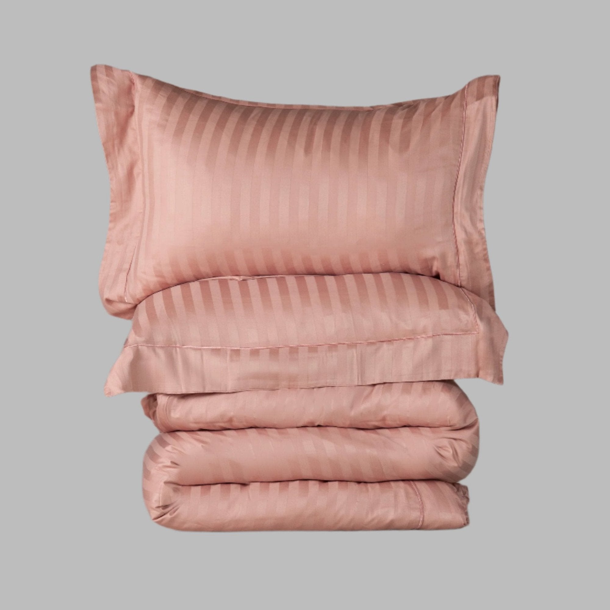 Rose Pink Stripe Duvet Cover Set