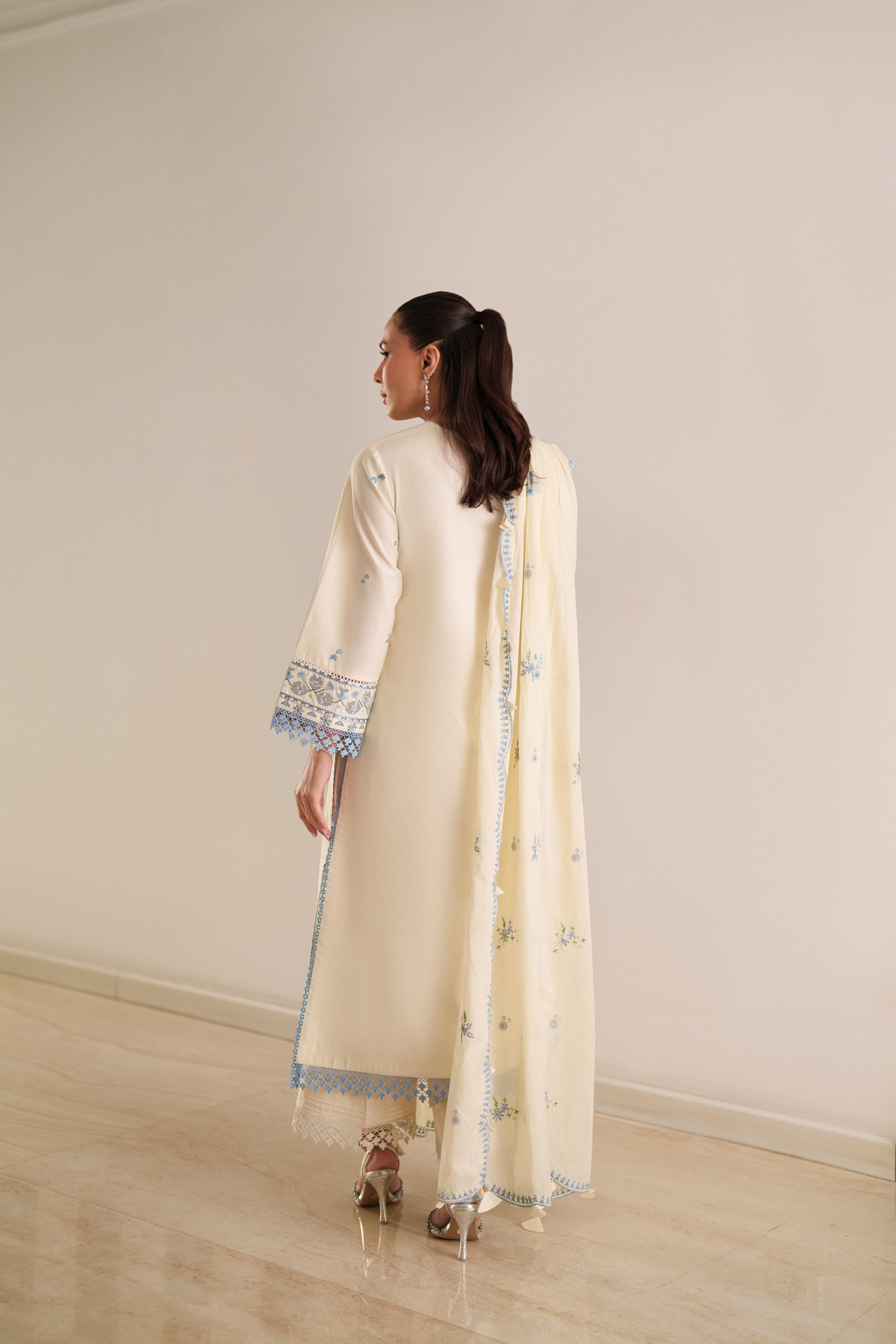 3 Piece Embroidered Lawn Suit - Ivory Suzani