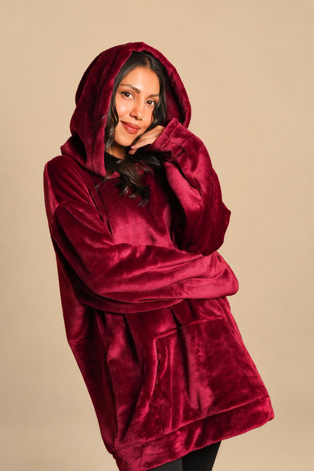 Maroon Wearable Plush Blanket