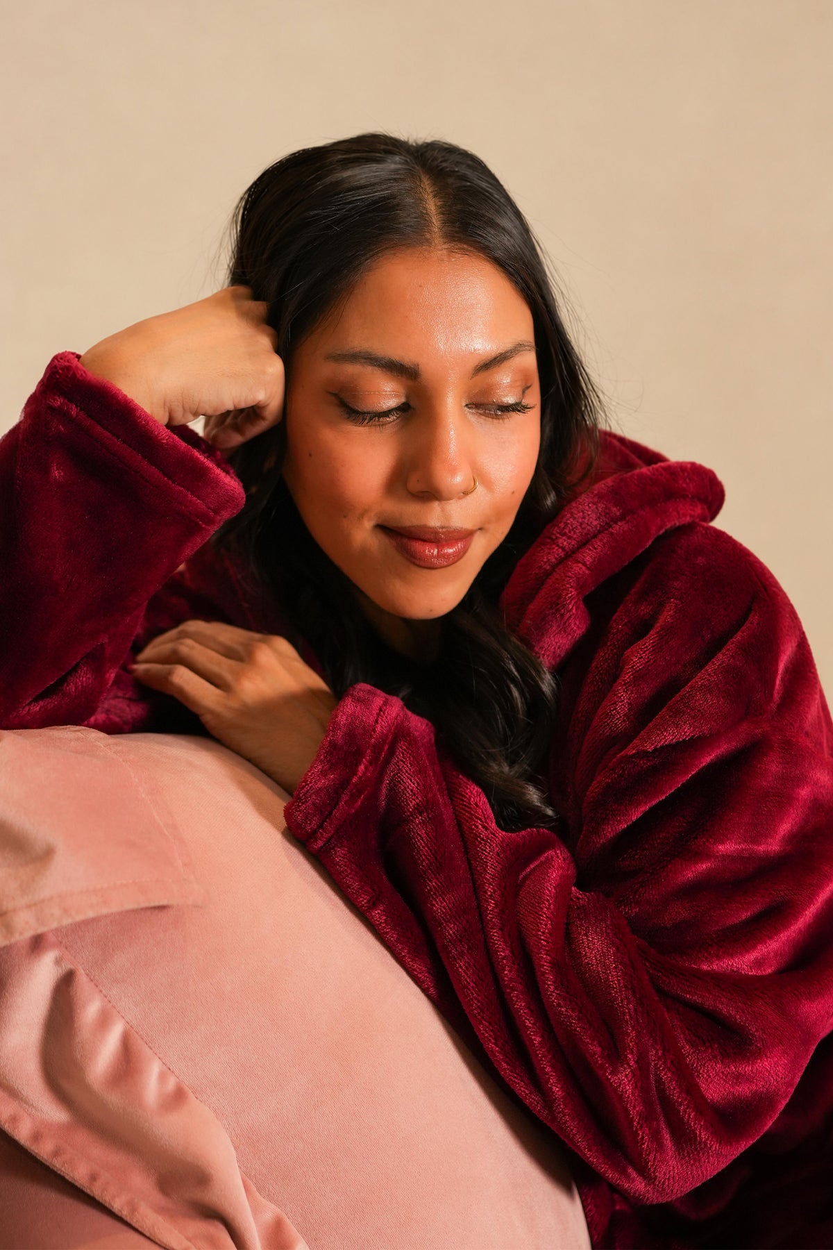 Maroon Wearable Plush Blanket
