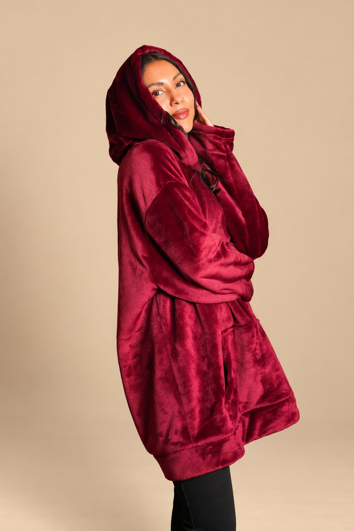 Maroon Wearable Plush Blanket