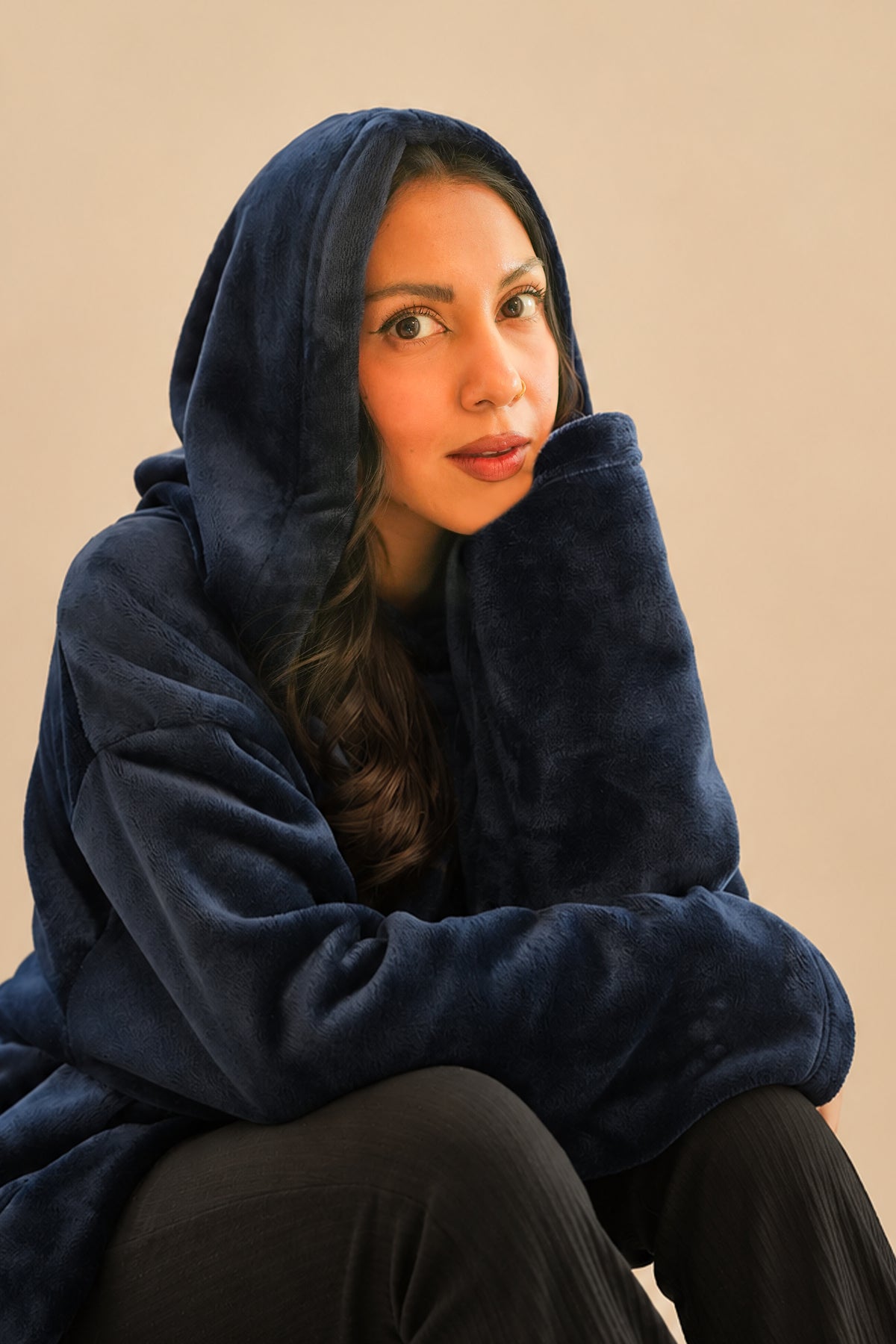 Navy Wearable Plush Blanket