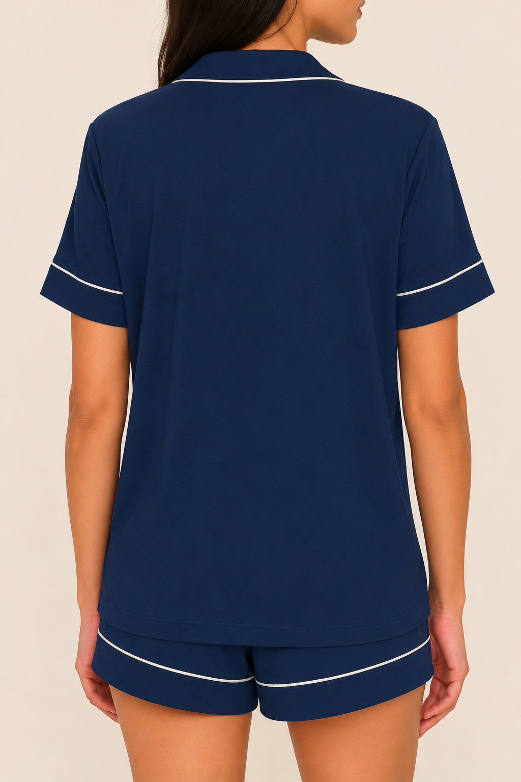 Women's Tencel modal short PJ set in navy #color_navy#option_short pj set