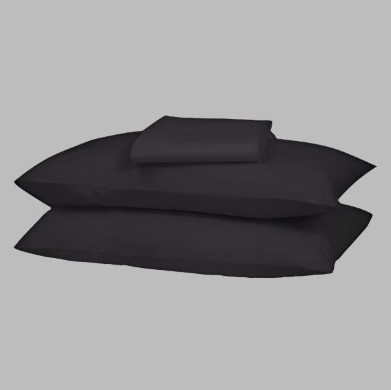 Black Solid Fitted Sheet Set