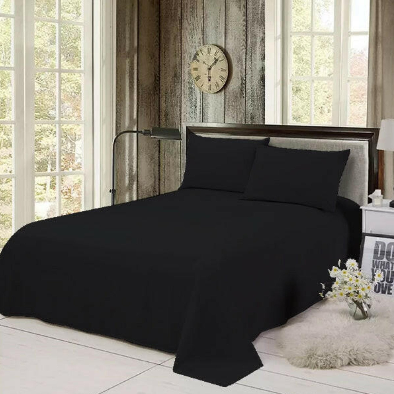 Black Solid Bed Sheet Set