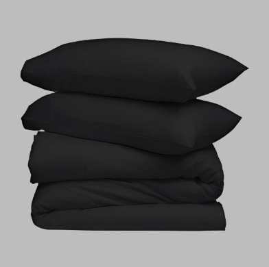 Black Solid Duvet Cover Set