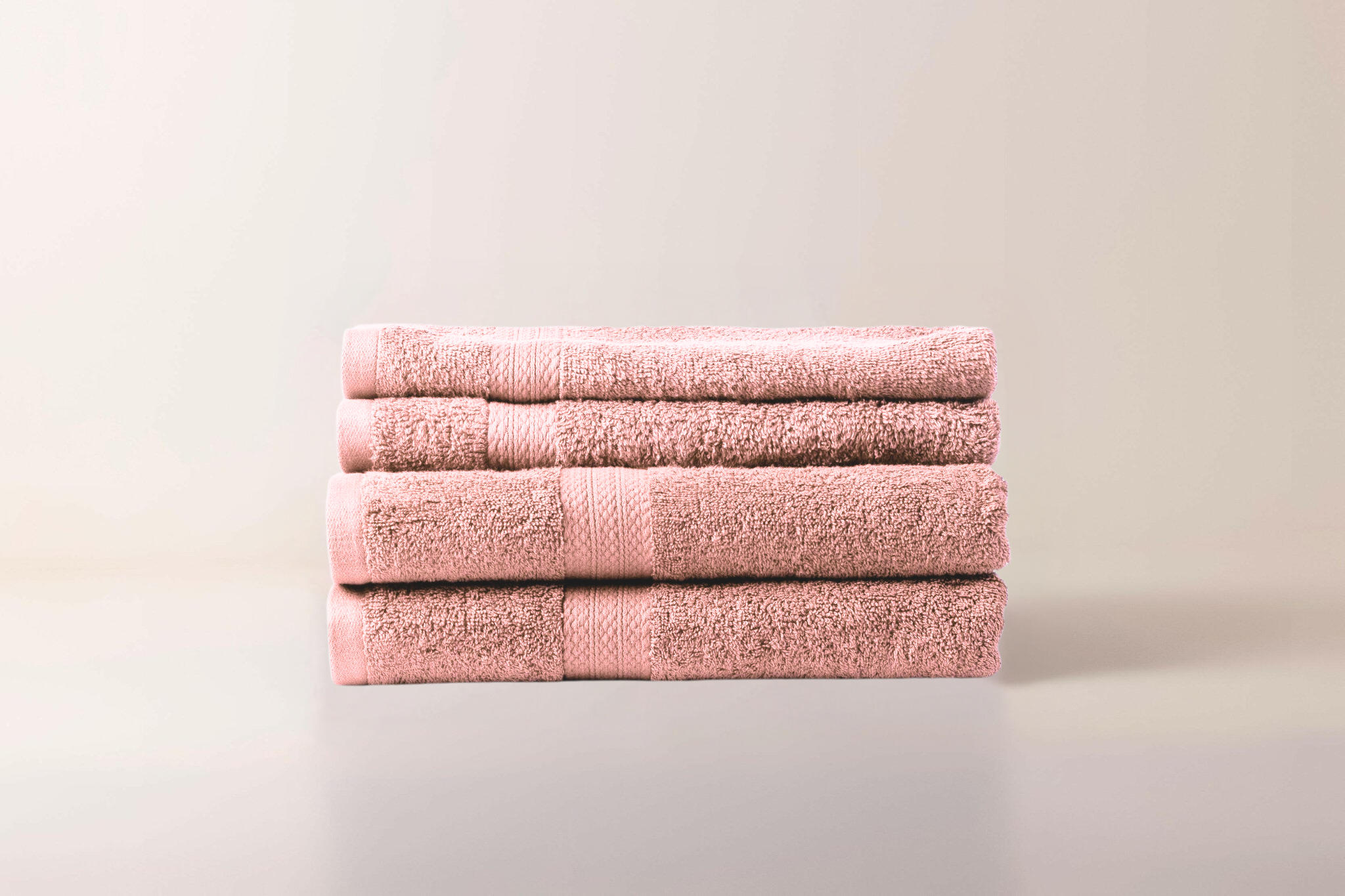 Soft Pink Lattice Triple Stripe Towels - Set of 4