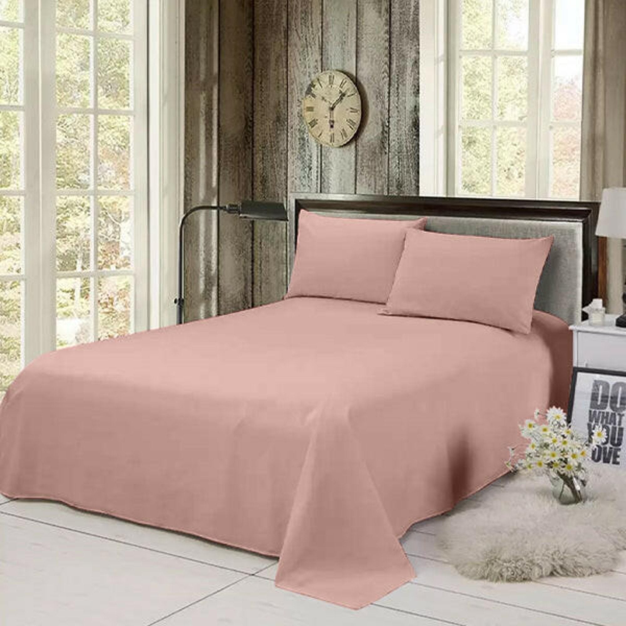 Blossom Pink Solid Bed Sheet Set - THE LINEN COMPANY