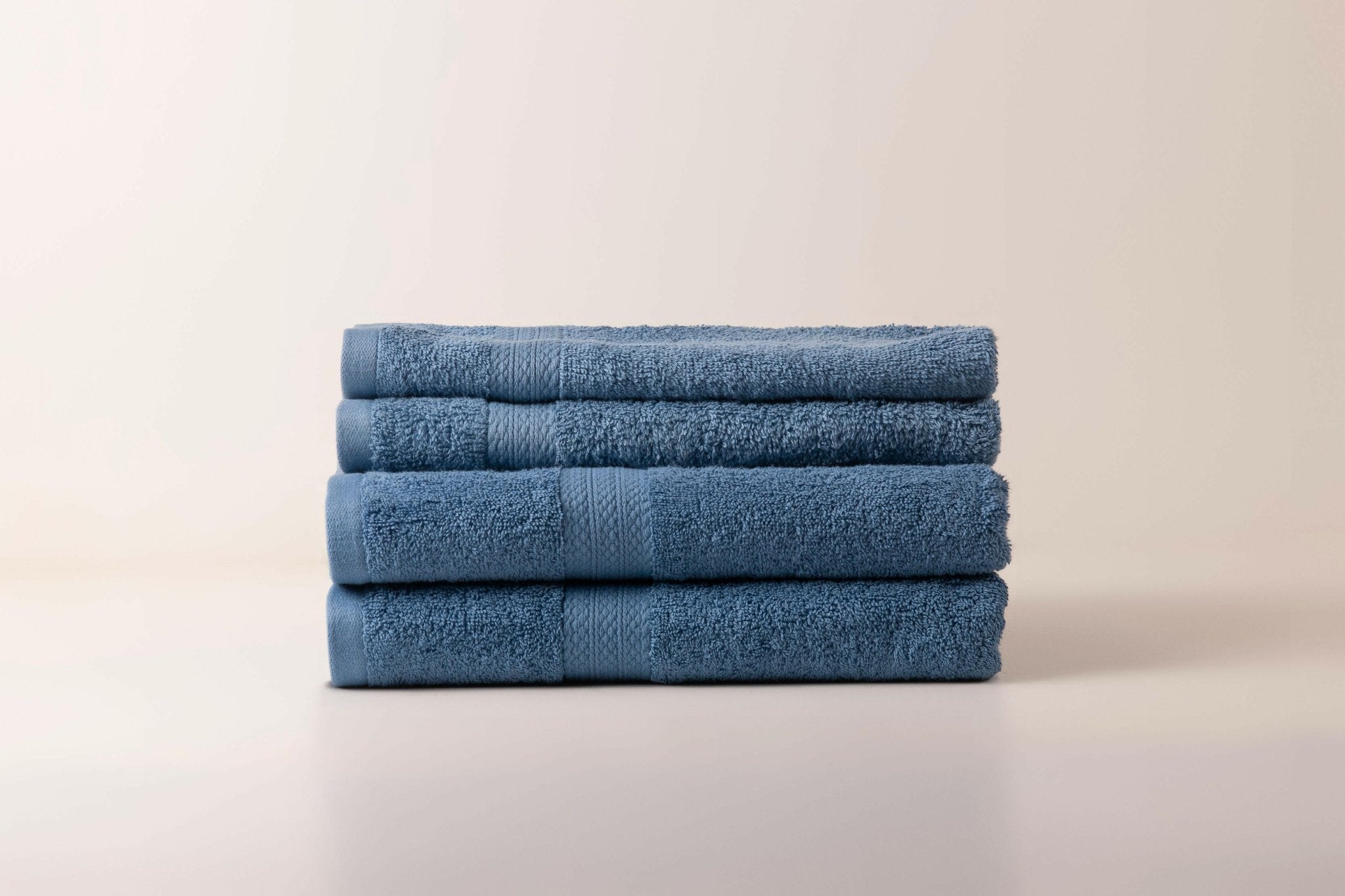 Blue Lattice Triple Stripe Towels - Set of 4 - THE LINEN COMPANY