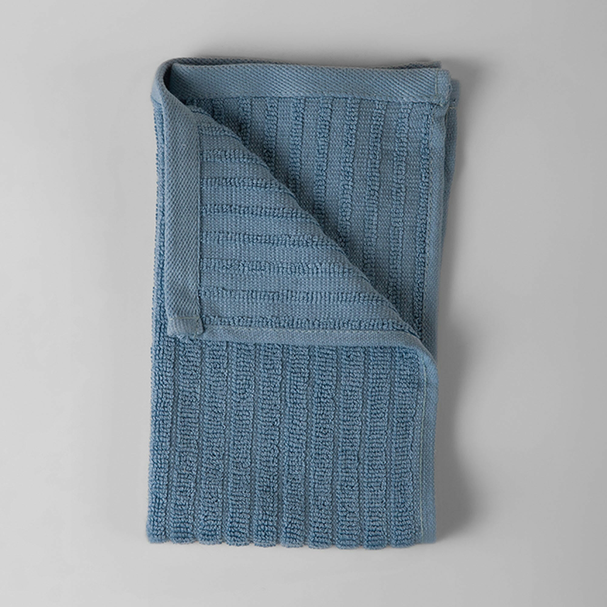 Blue Ribbed Mini Hand Towel - THE LINEN COMPANY