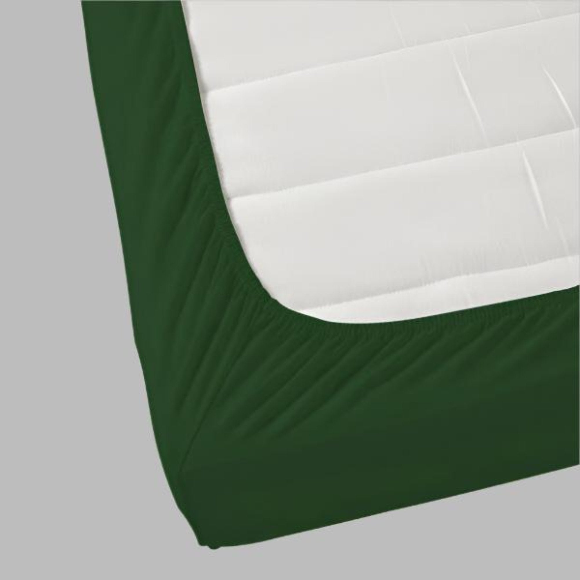 Bottle Green Solid Bed Sheet Set - THE LINEN COMPANY