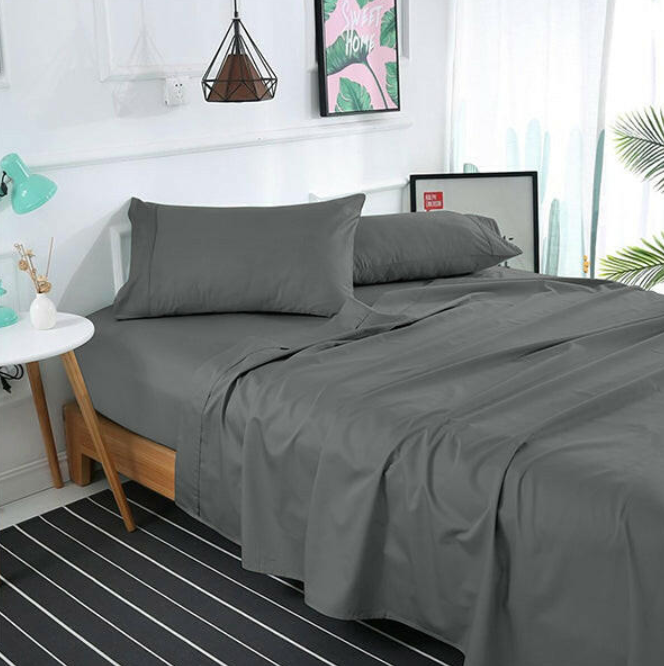 Charcoal Solid bed Sheet Set