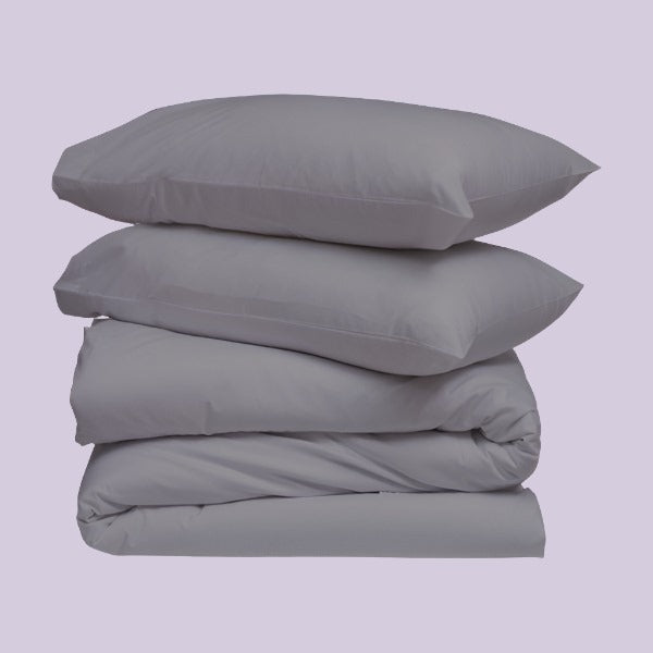 Grey Solid Duvet Cover Set - THE LINEN COMPANY