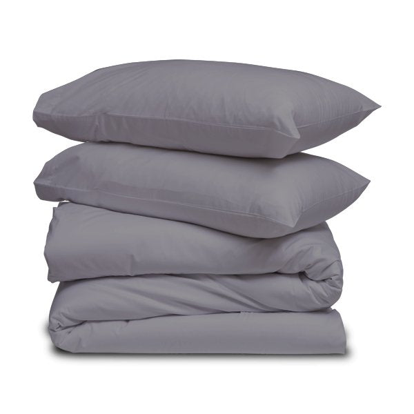 Grey Solid Duvet Cover Set - THE LINEN COMPANY