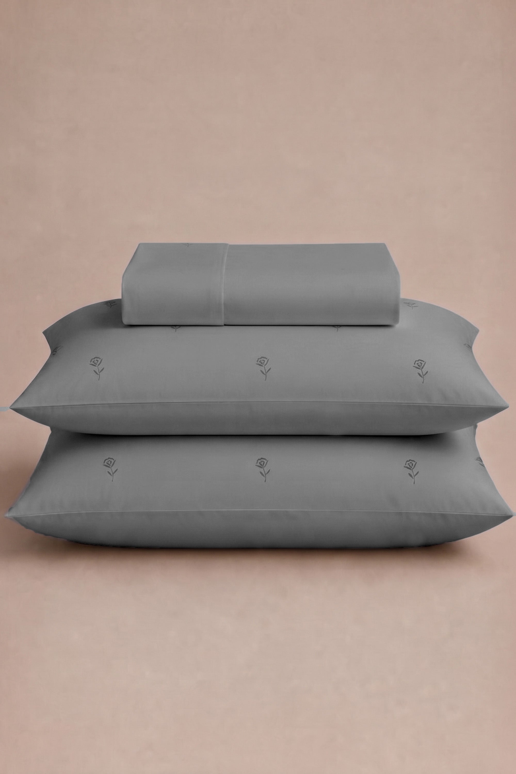 T400 Luxe Grey Embroidered Egyptian Cotton Bed Sheet Set