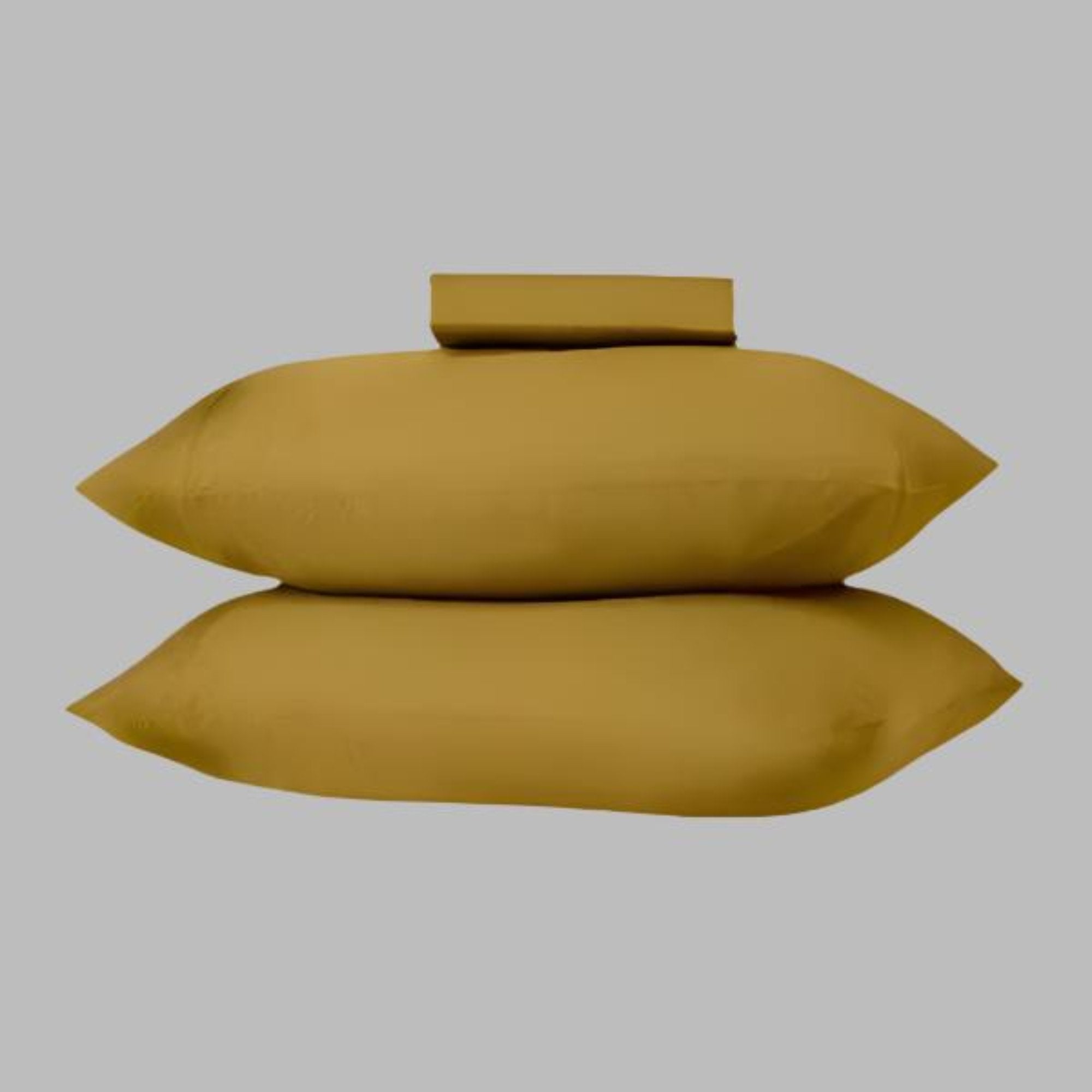 Honey Mustard Solid Bed Sheet Set - THE LINEN COMPANY