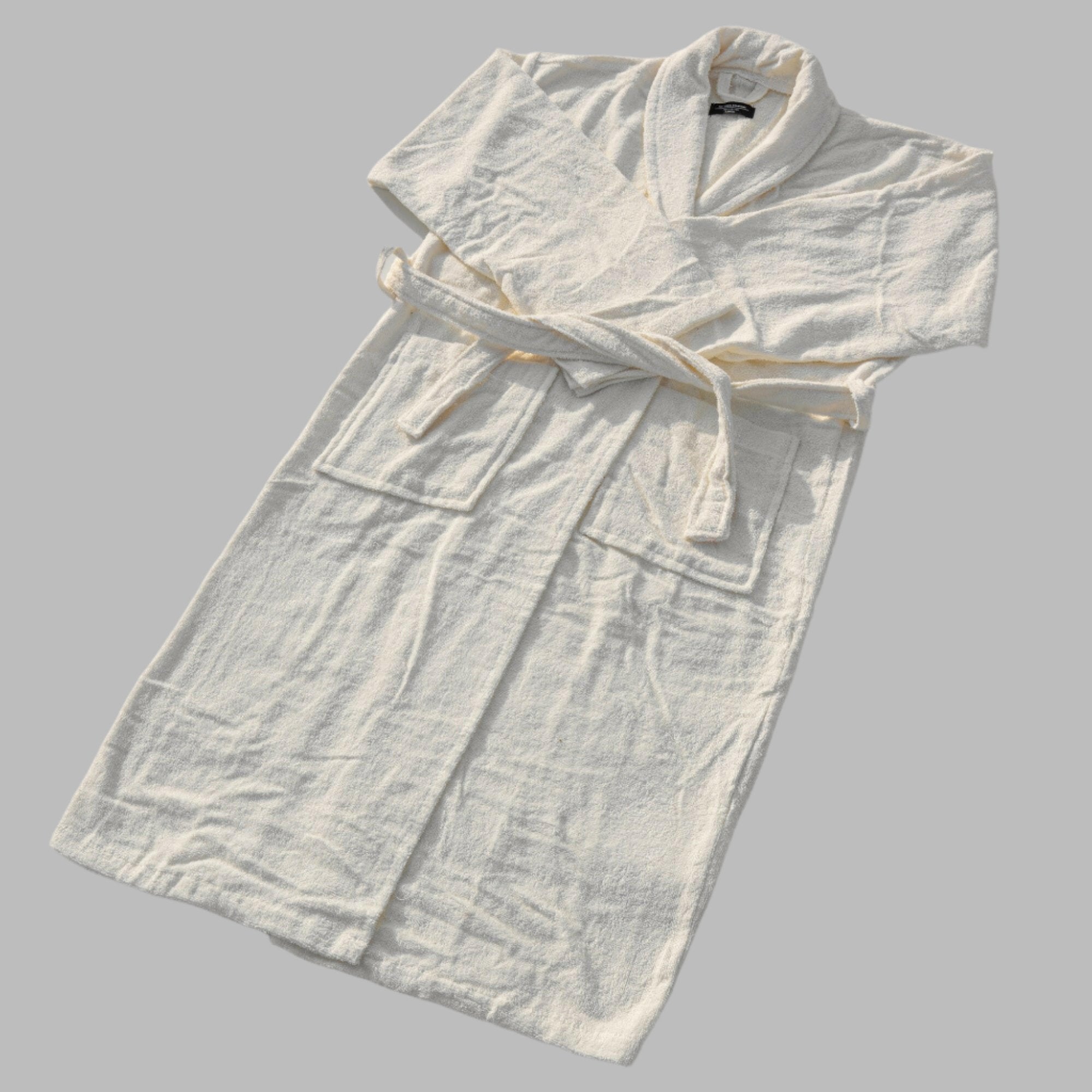 Ivory Collared Bathrobe - THE LINEN COMPANY