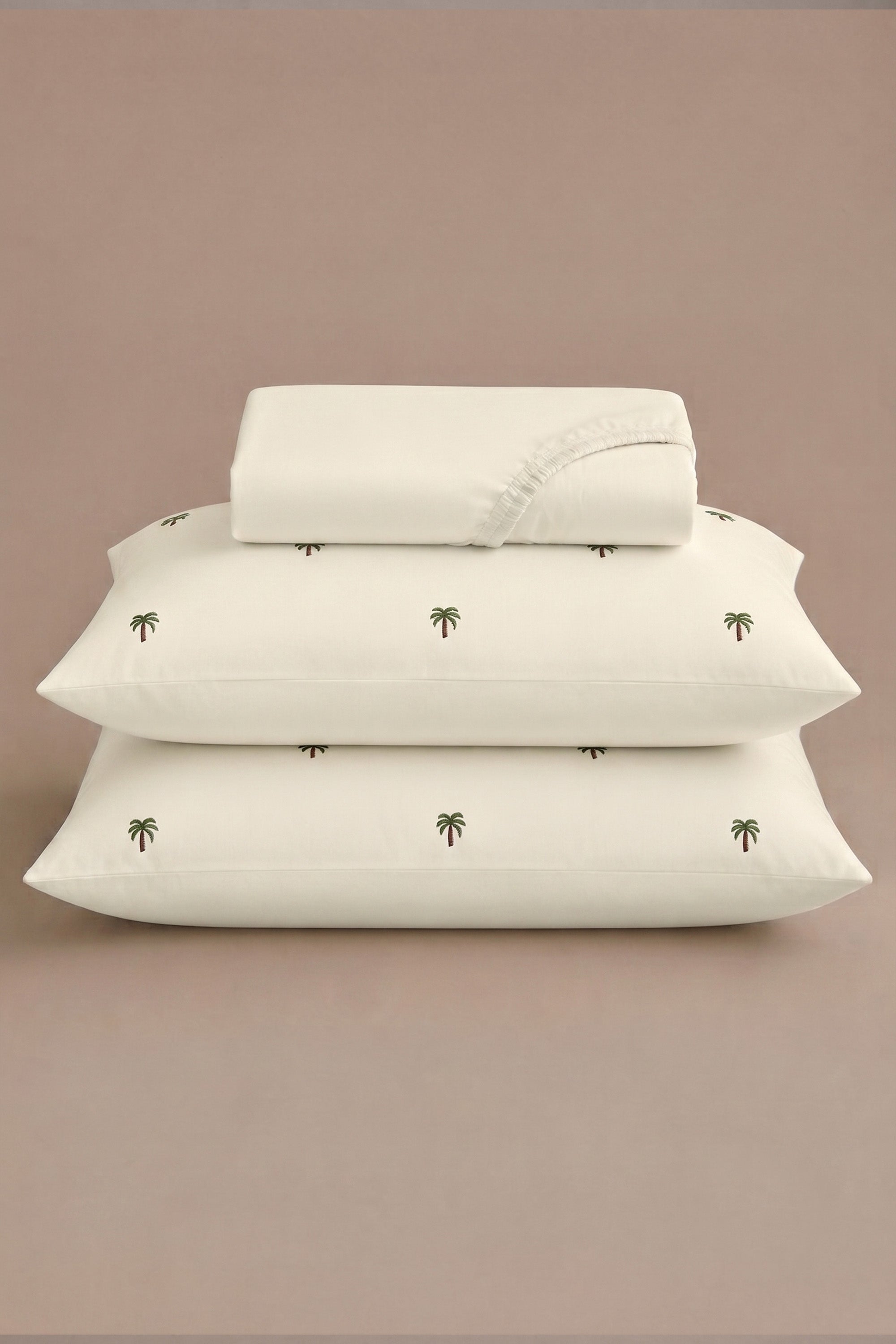 T400 Luxe Ivory Embroidered Egyptian Cotton Bed Sheet Set