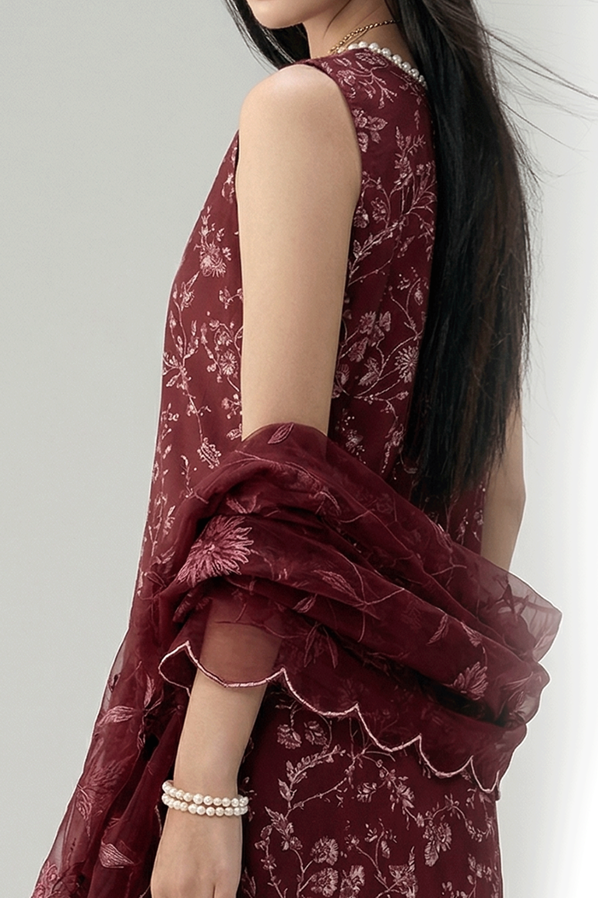 Deep Rouge - Printed Lawn Suit