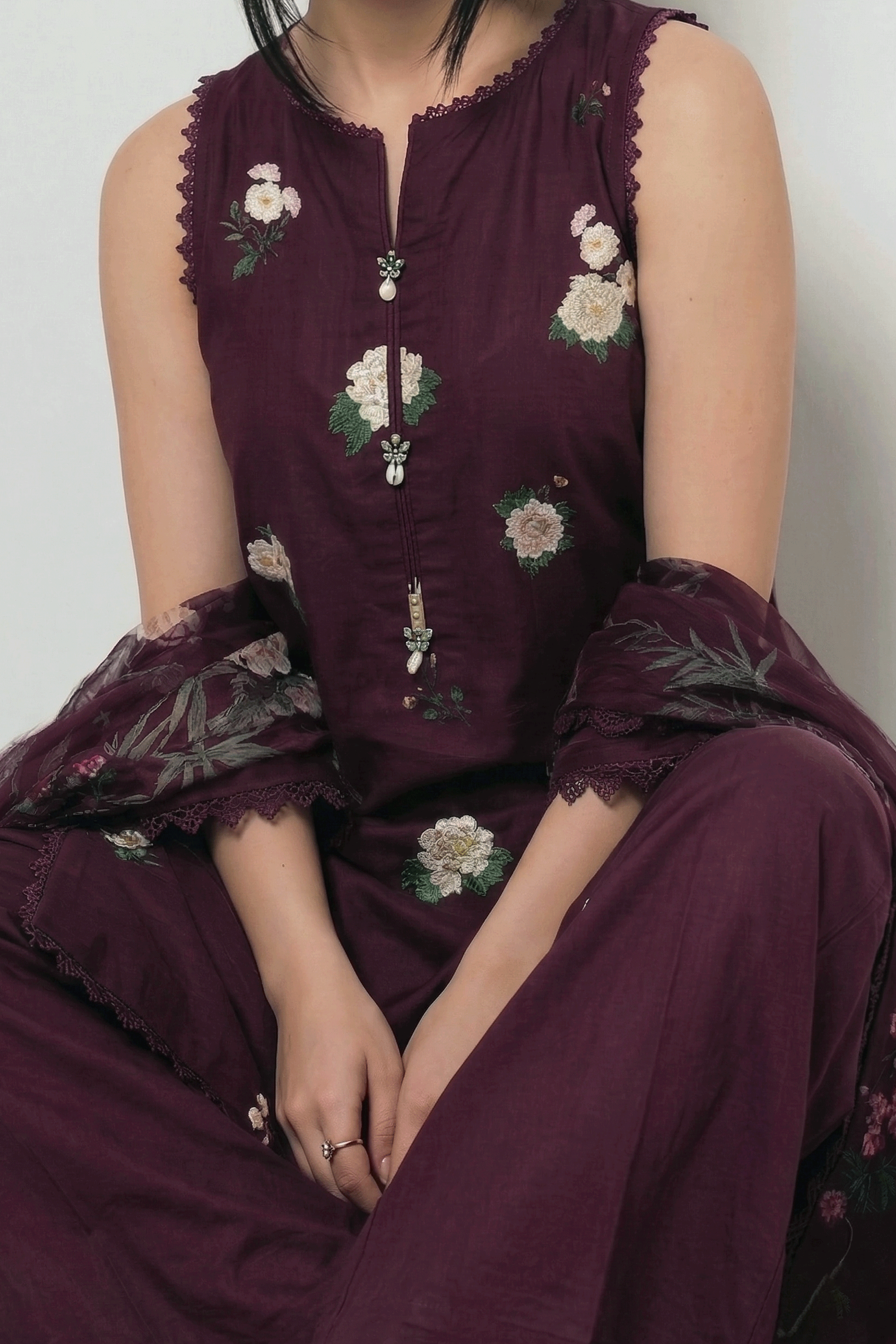 Prune - Printed Lawn Suit