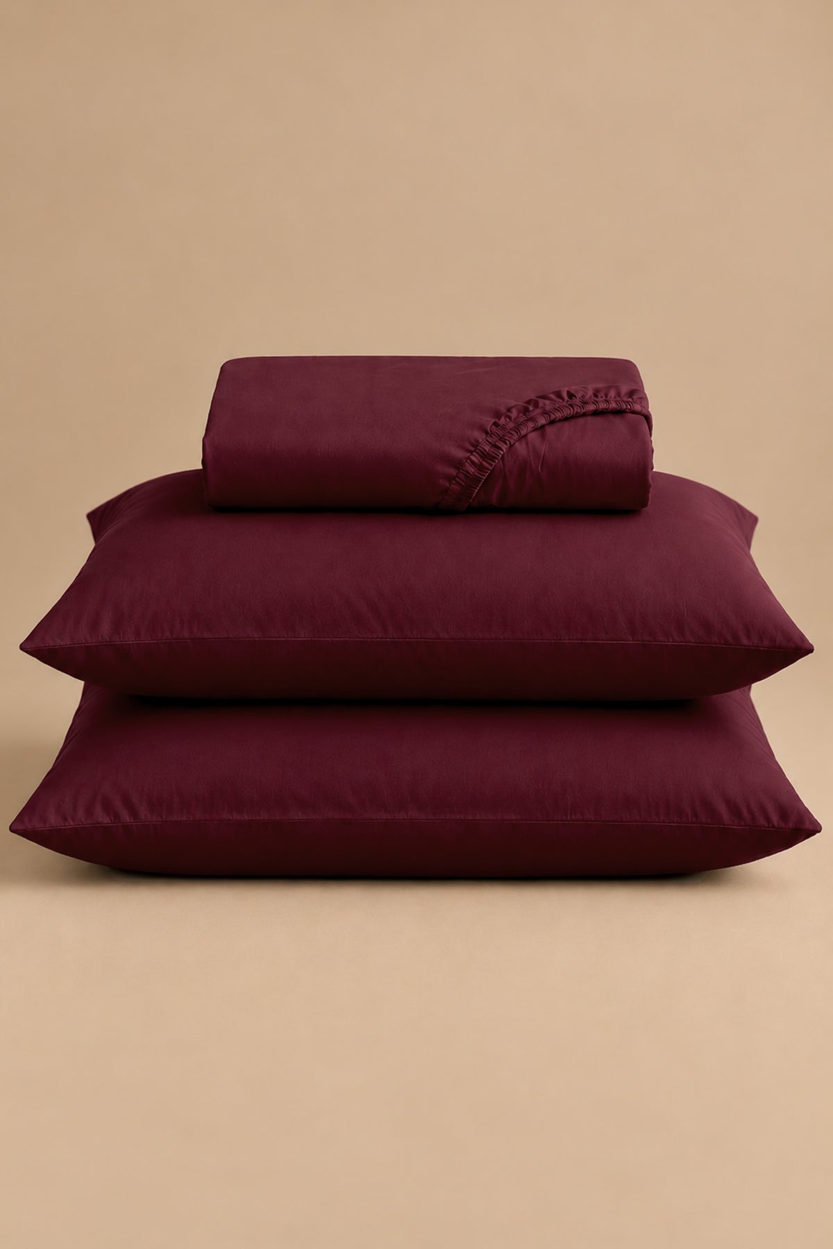 Silky Bamboo Maroon Fitted Sheet Set