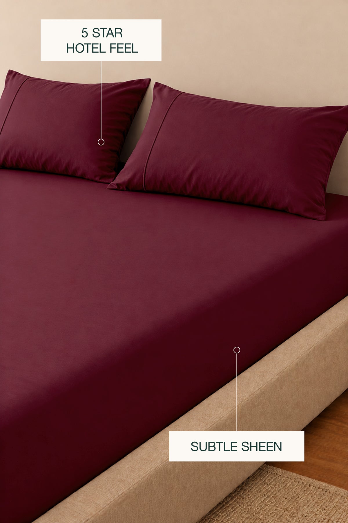Silky Bamboo Maroon Fitted Sheet Set