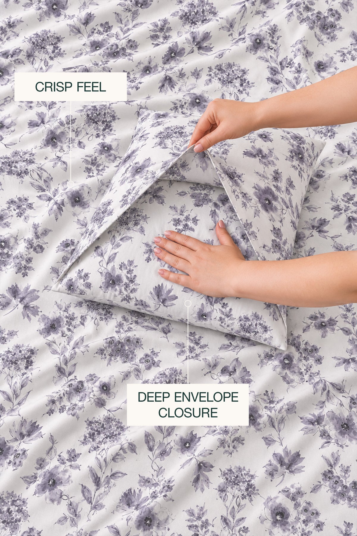 Midnight Blossom Percale Duvet Cover set