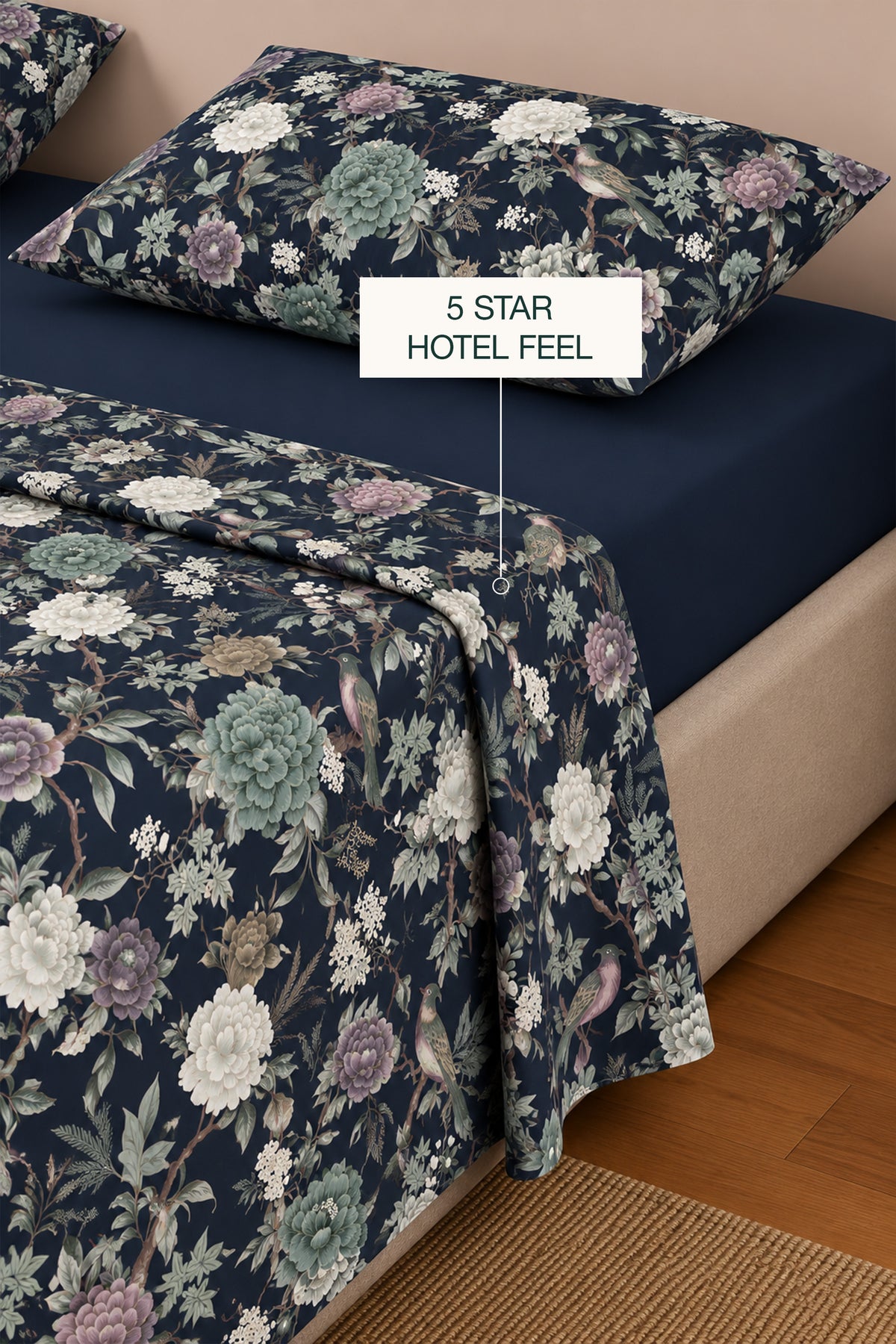 Moonflower Sateen Bed Sheet Set-Luxe T200
