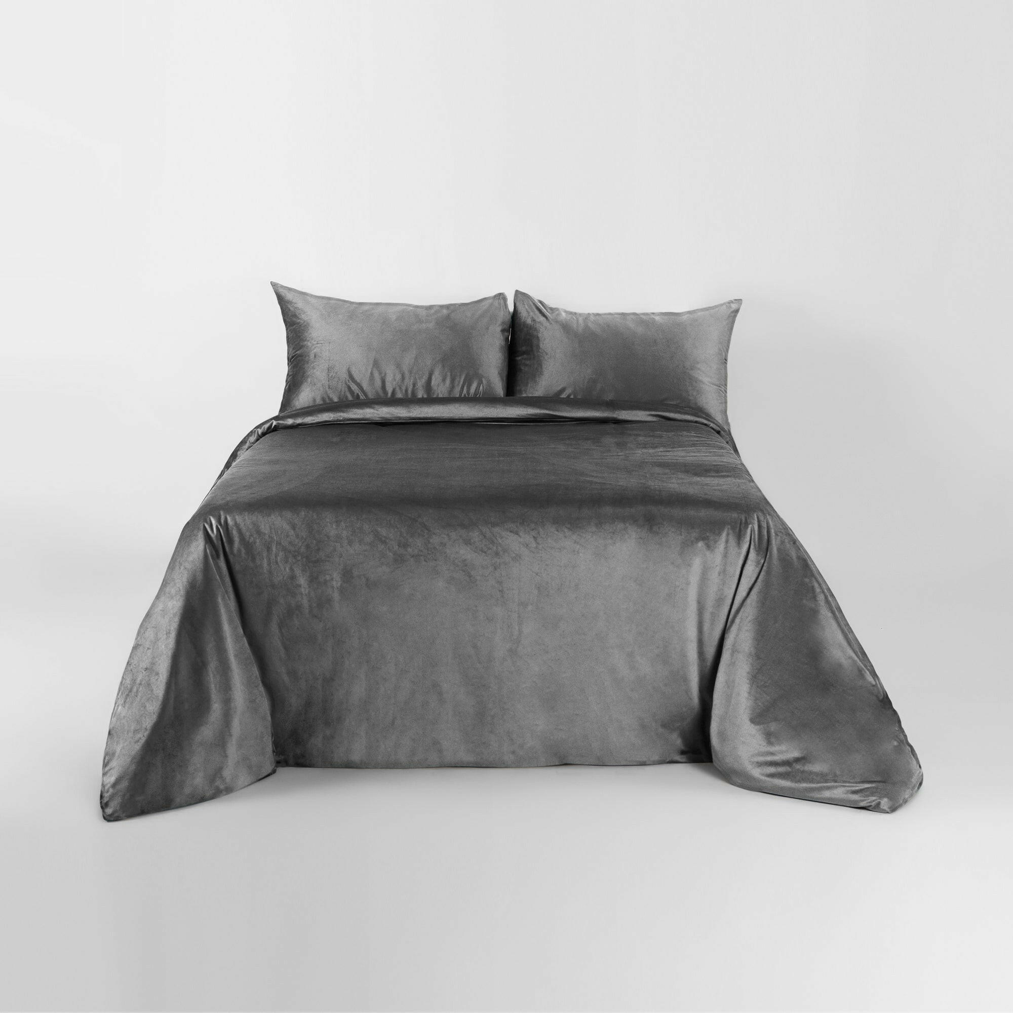 Mystic Grey Velvet Duvet Cover Set - THE LINEN COMPANY