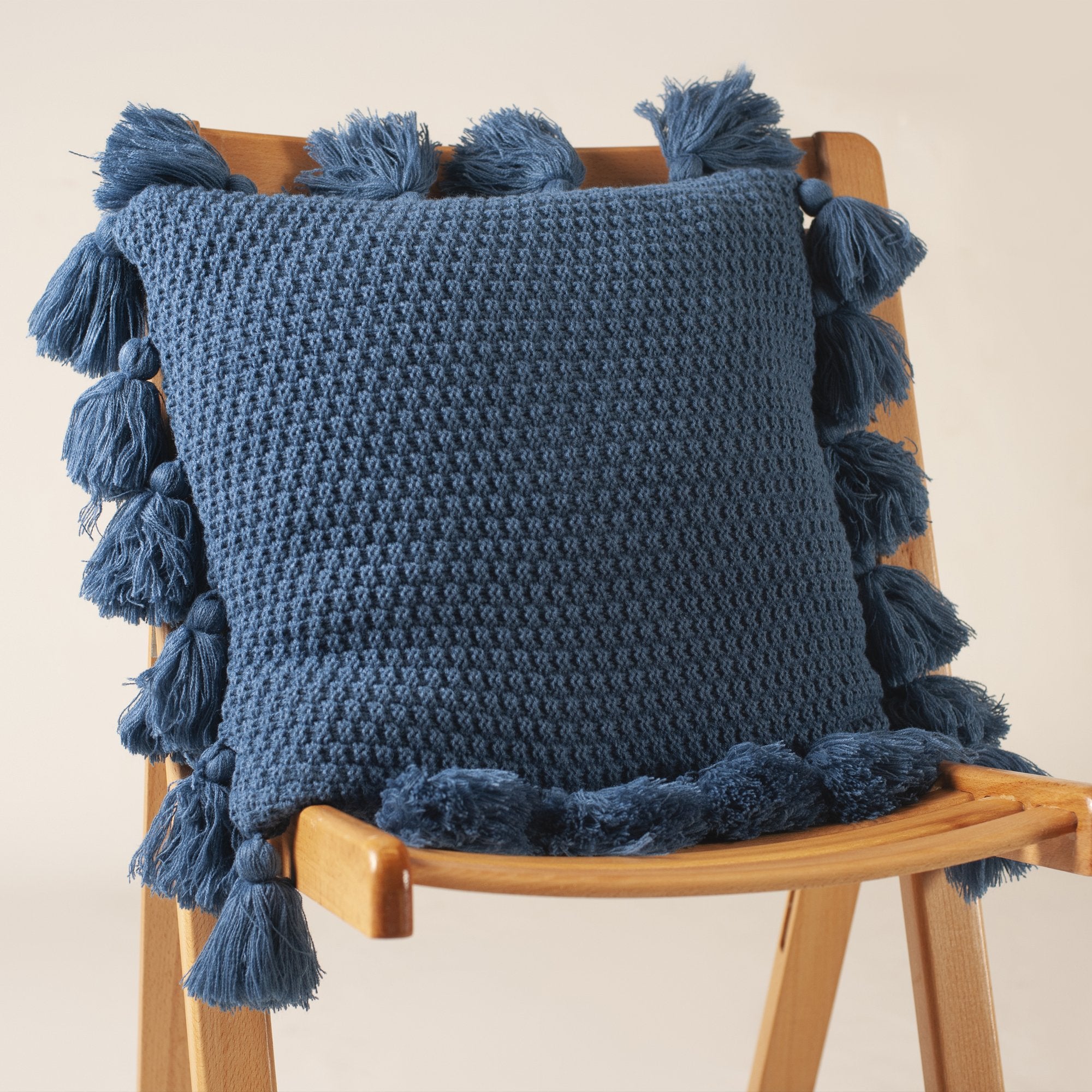 Navy Cozy Knit Cushion Cover - THE LINEN COMPANY