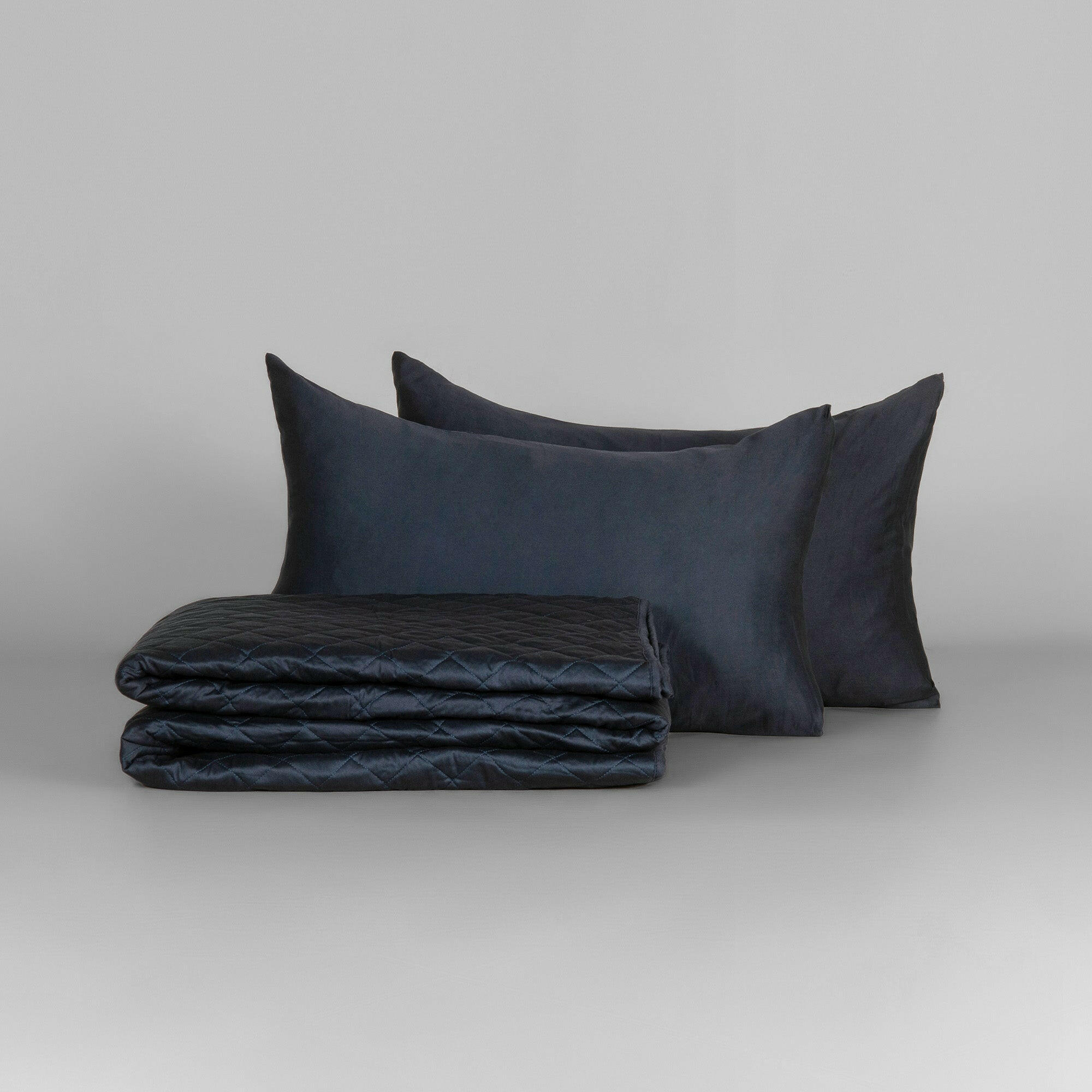 Navy Quilted Bedspread Set - THE LINEN COMPANY