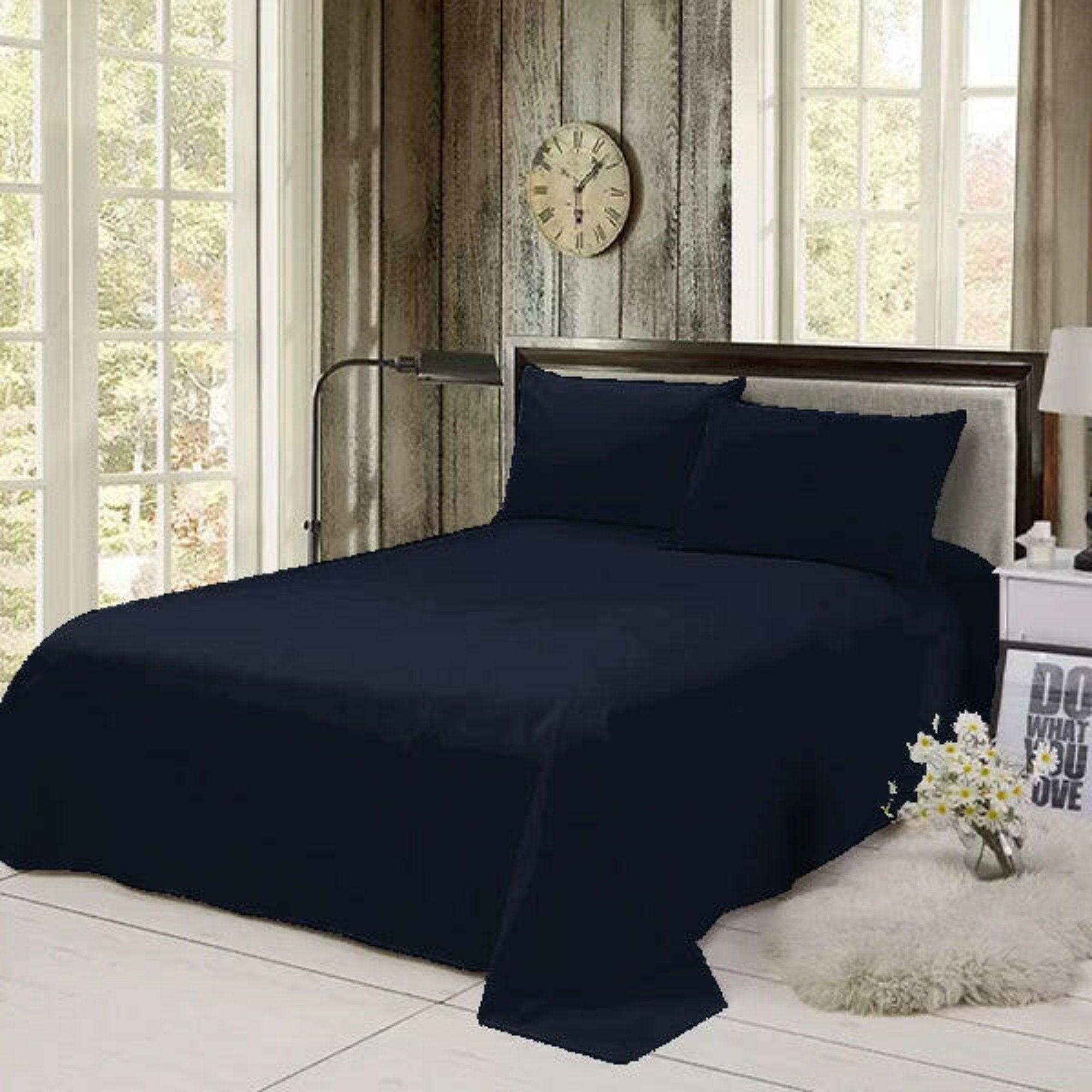 Night Sky Solid Bed Sheet Set - THE LINEN COMPANY