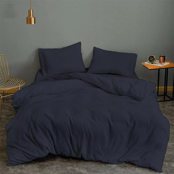 Night Sky Solid Duvet Cover Set - THE LINEN COMPANY