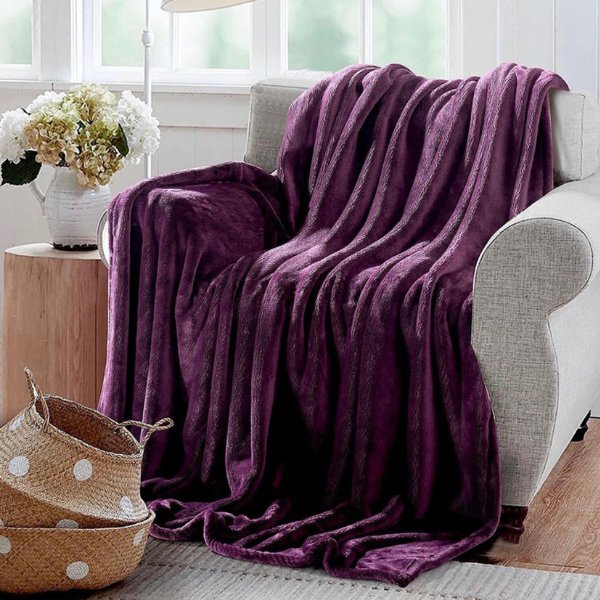 Plum colored throw blanket sale