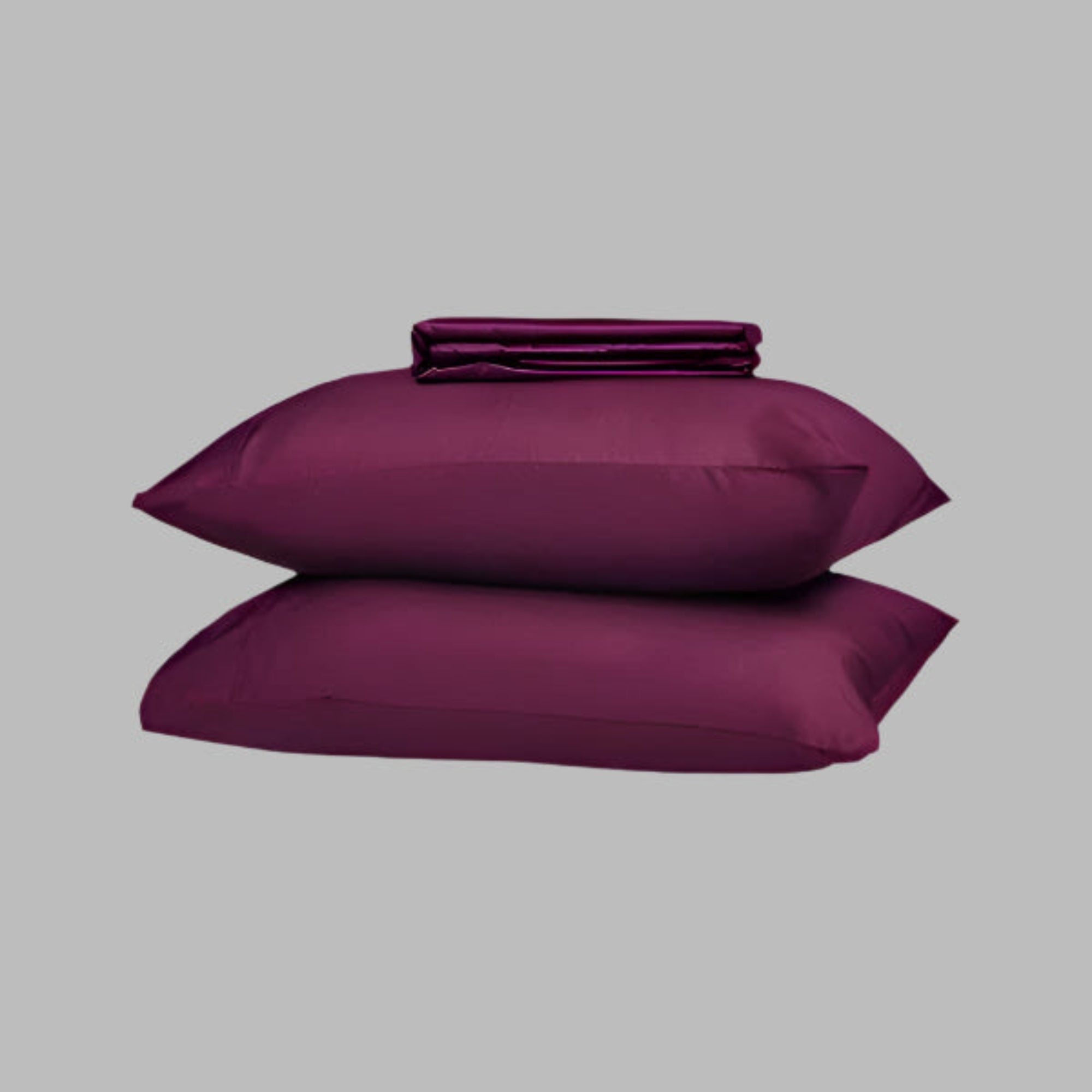 Plum Solid Bed Sheet Set - THE LINEN COMPANY