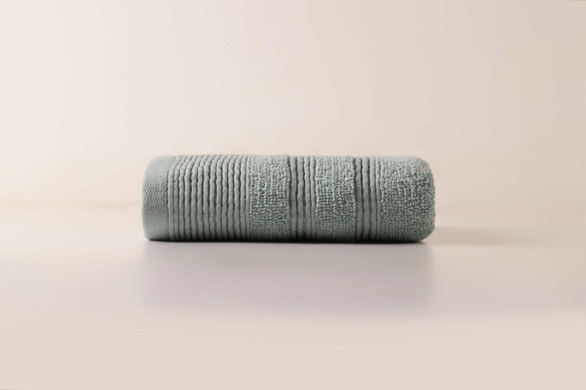 Sage Green Crinkled Border Hand Towel - THE LINEN COMPANY