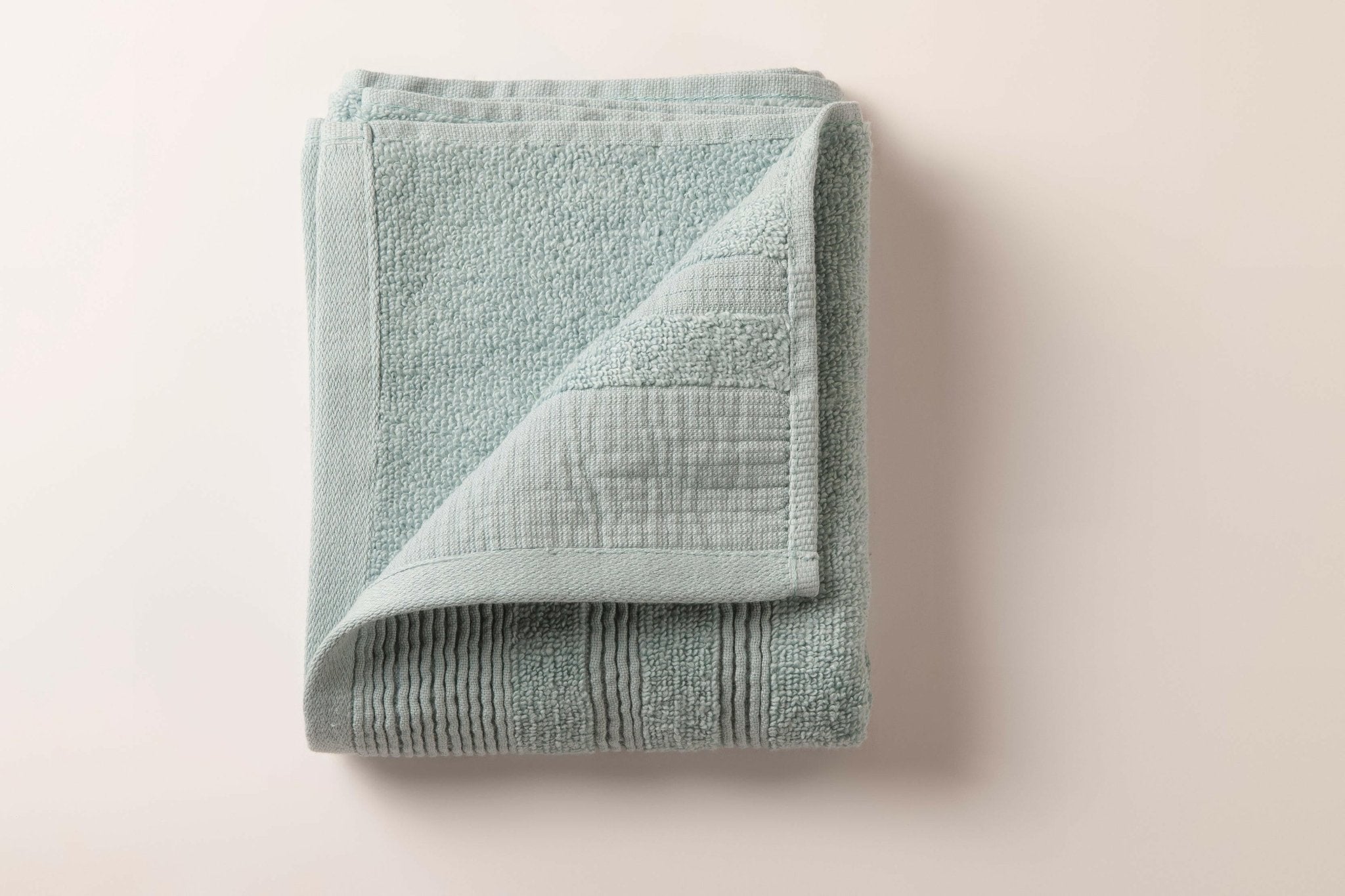 Sage Green Crinkled Border Hand Towel - THE LINEN COMPANY