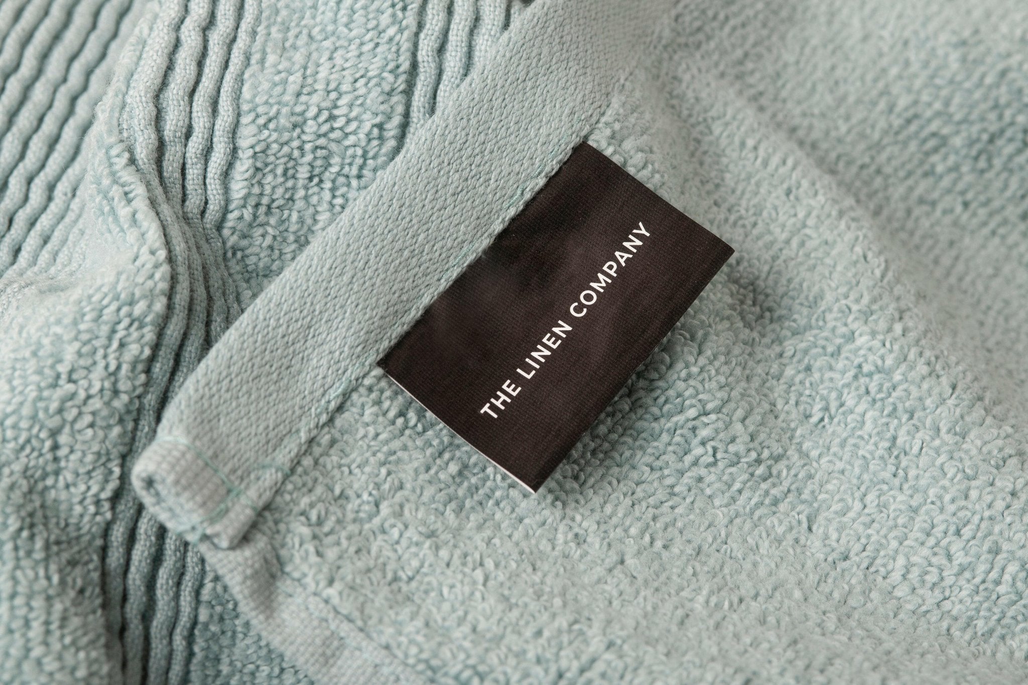 Sage Green Crinkled Border Hand Towel - THE LINEN COMPANY